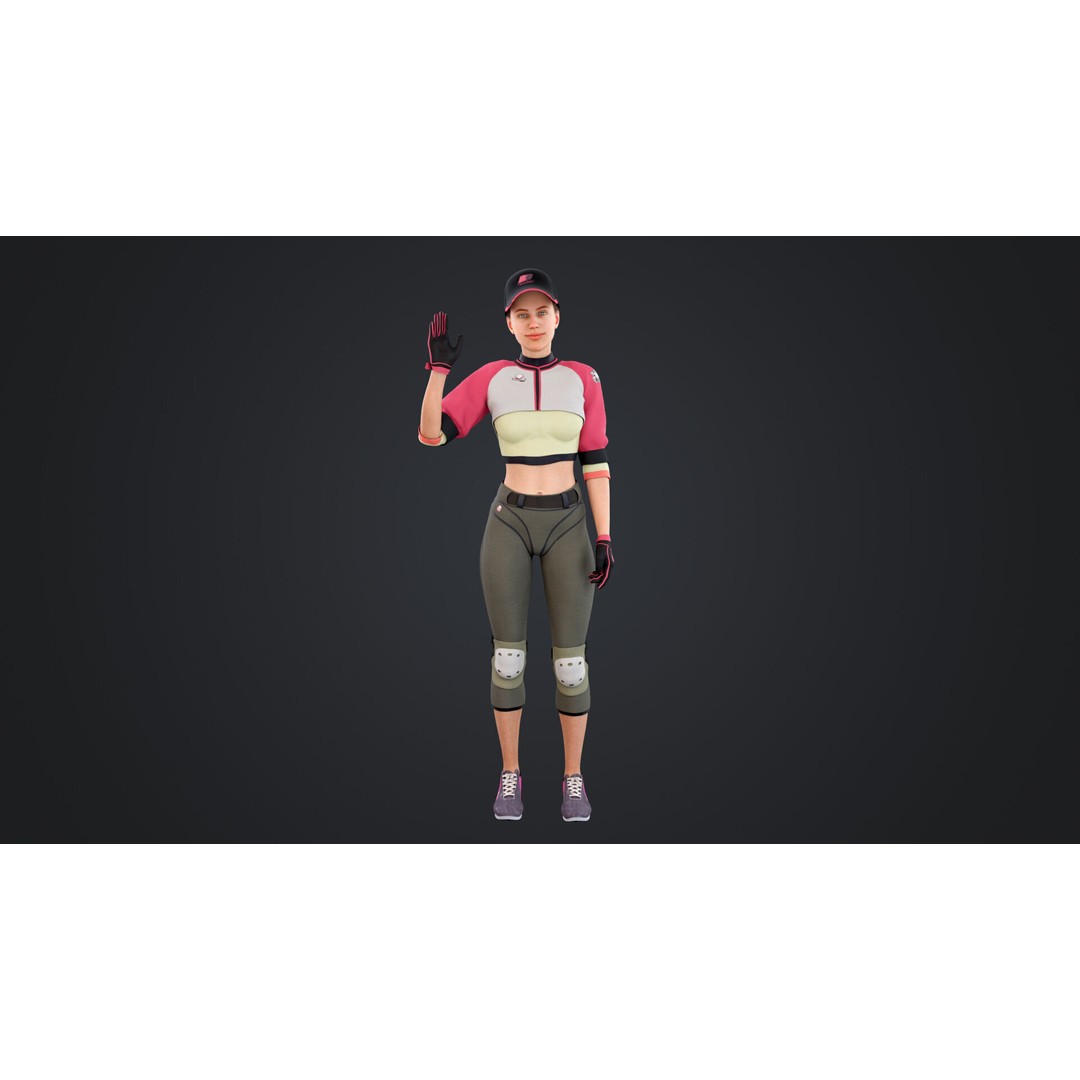 Baseballer 3D Model – Low Poly Rigged Character for Animation - View 5