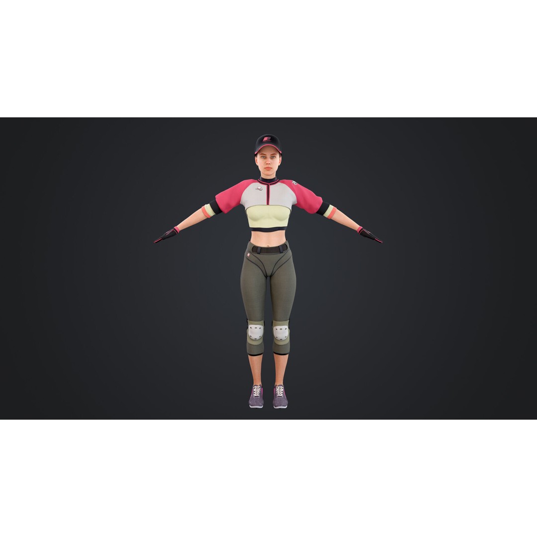 Baseballer 3D Model – Low Poly Rigged Character for Animation - View 6