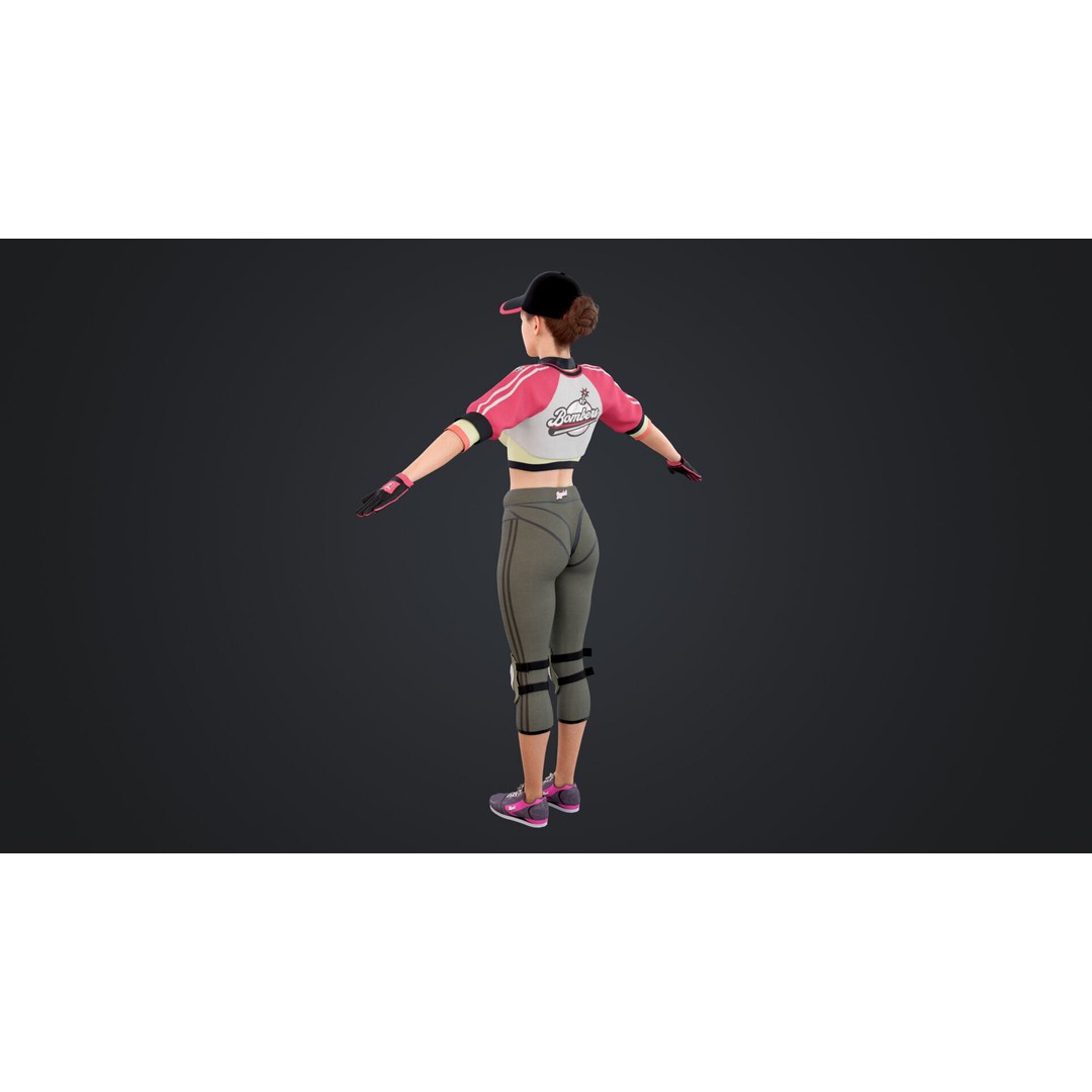 Baseballer 3D Model – Low Poly Rigged Character for Animation - View 9