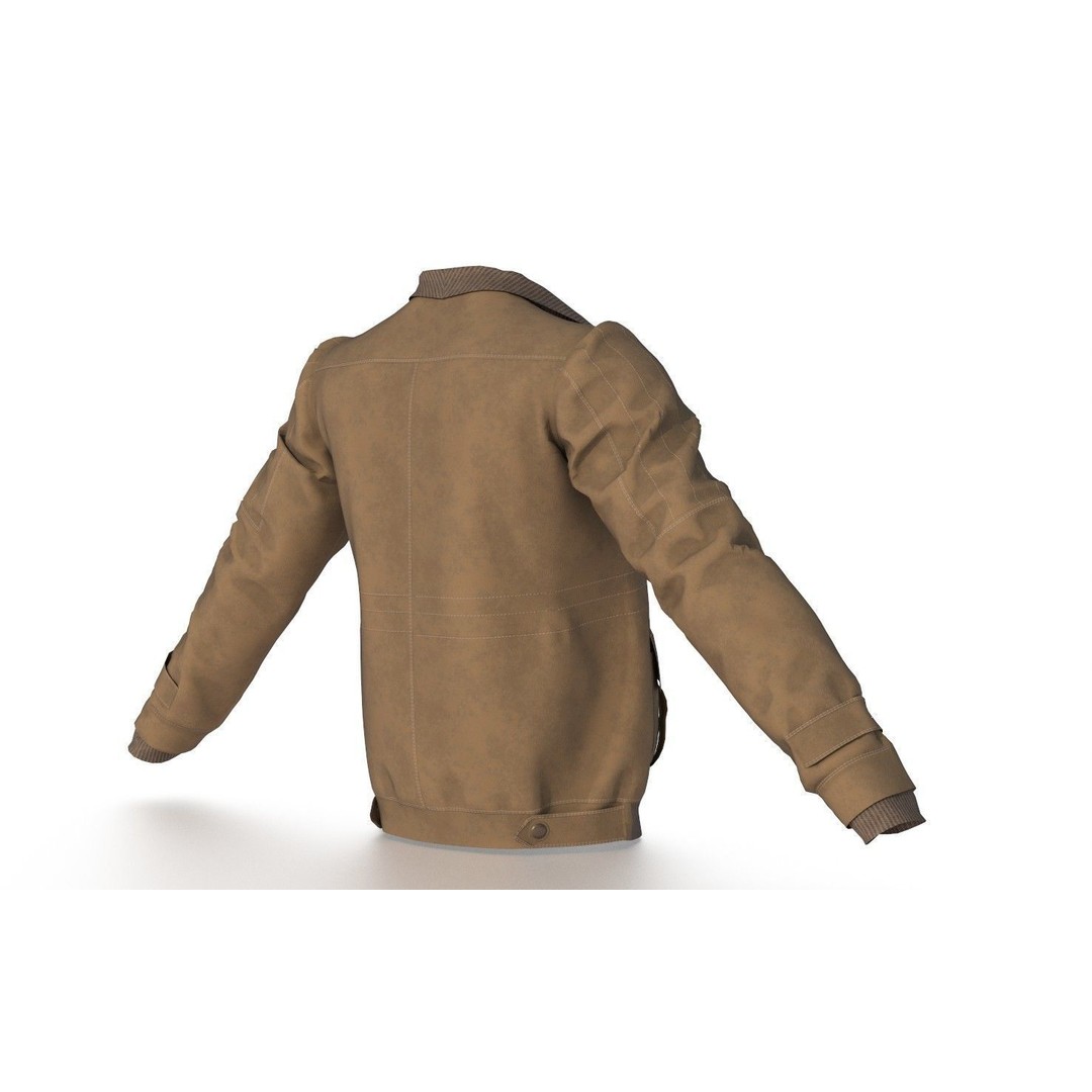 Jaket Bomber 3D Model – High Poly Fashion Jacket with PBR Textures - View 10
