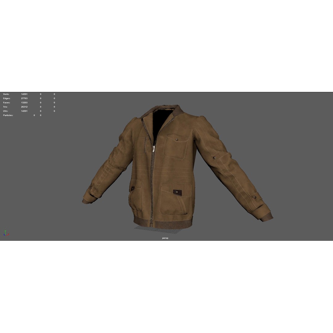 Jaket Bomber 3D Model – High Poly Fashion Jacket with PBR Textures - View 11