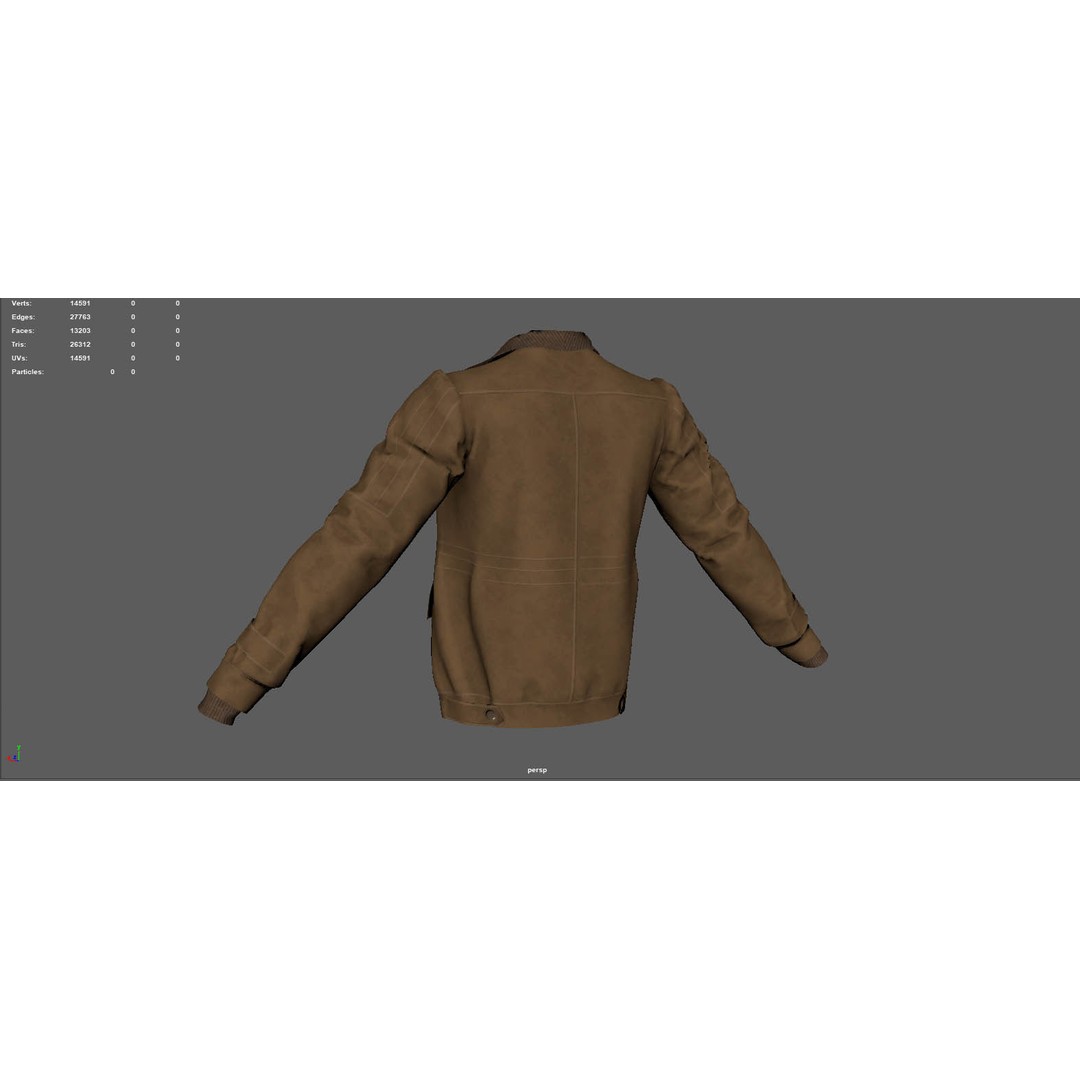Jaket Bomber 3D Model – High Poly Fashion Jacket with PBR Textures - View 13