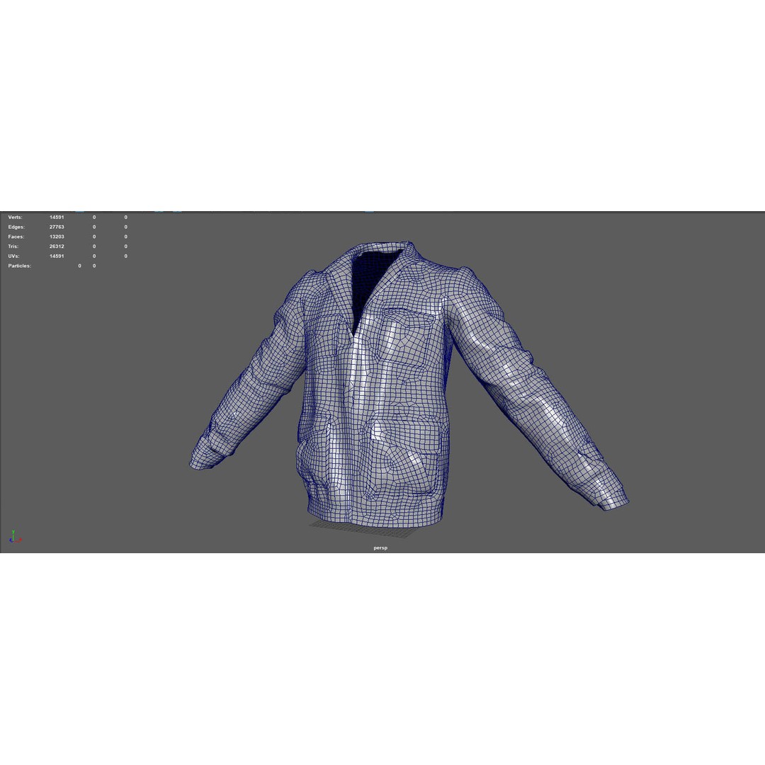 Jaket Bomber 3D Model – High Poly Fashion Jacket with PBR Textures - View 15
