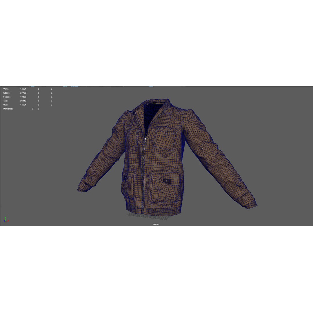 Jaket Bomber 3D Model – High Poly Fashion Jacket with PBR Textures - View 16