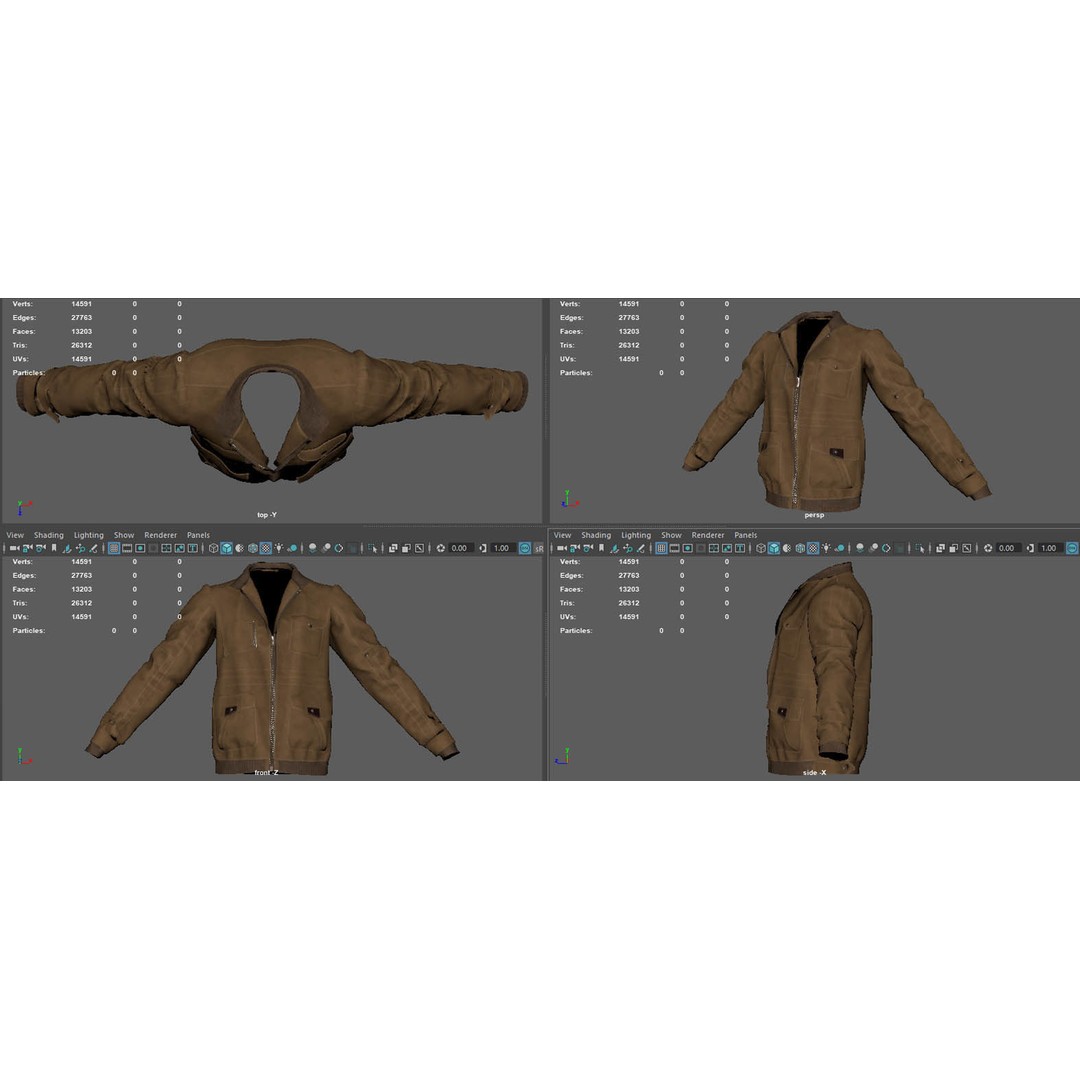 Jaket Bomber 3D Model – High Poly Fashion Jacket with PBR Textures - View 17