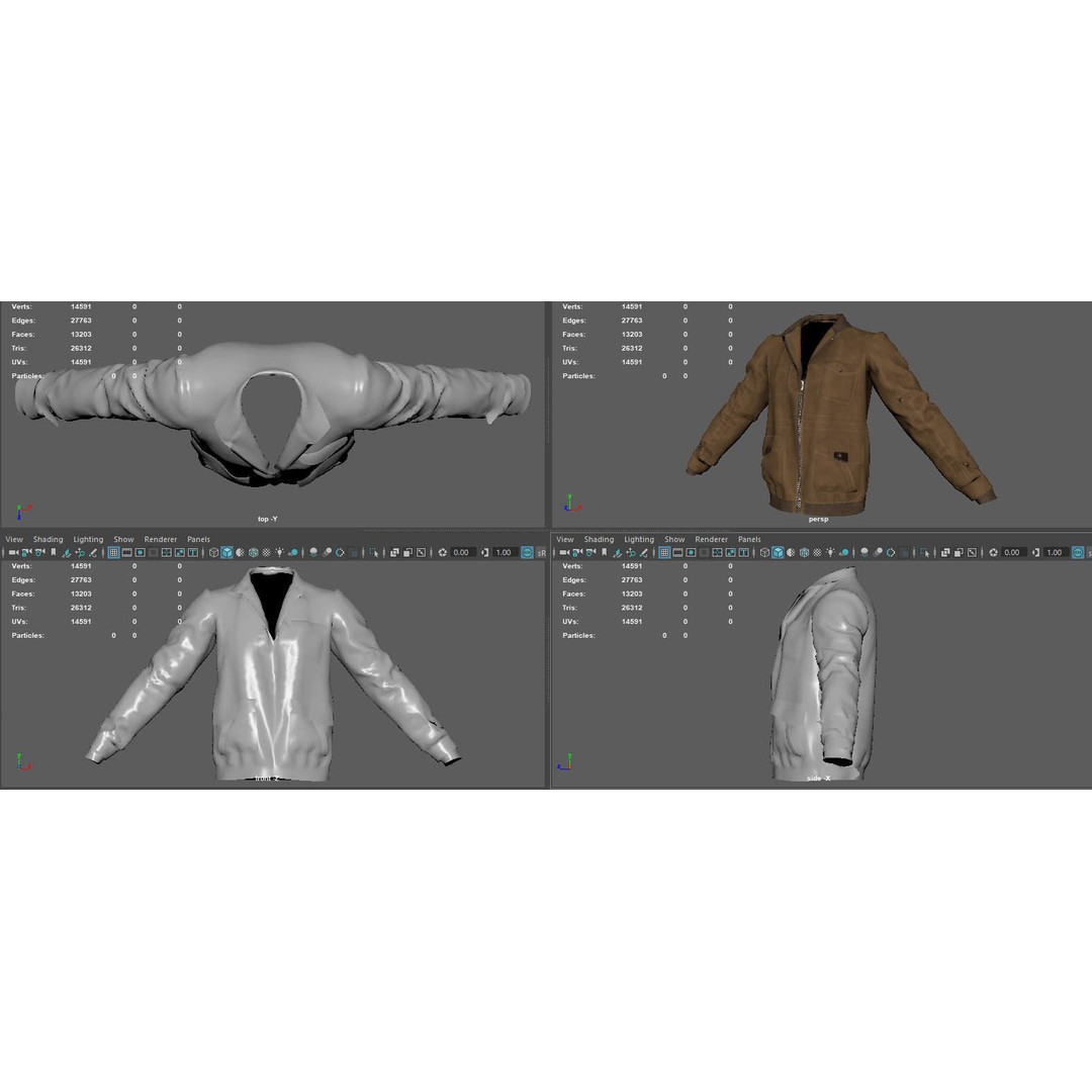 Jaket Bomber 3D Model – High Poly Fashion Jacket with PBR Textures - View 18
