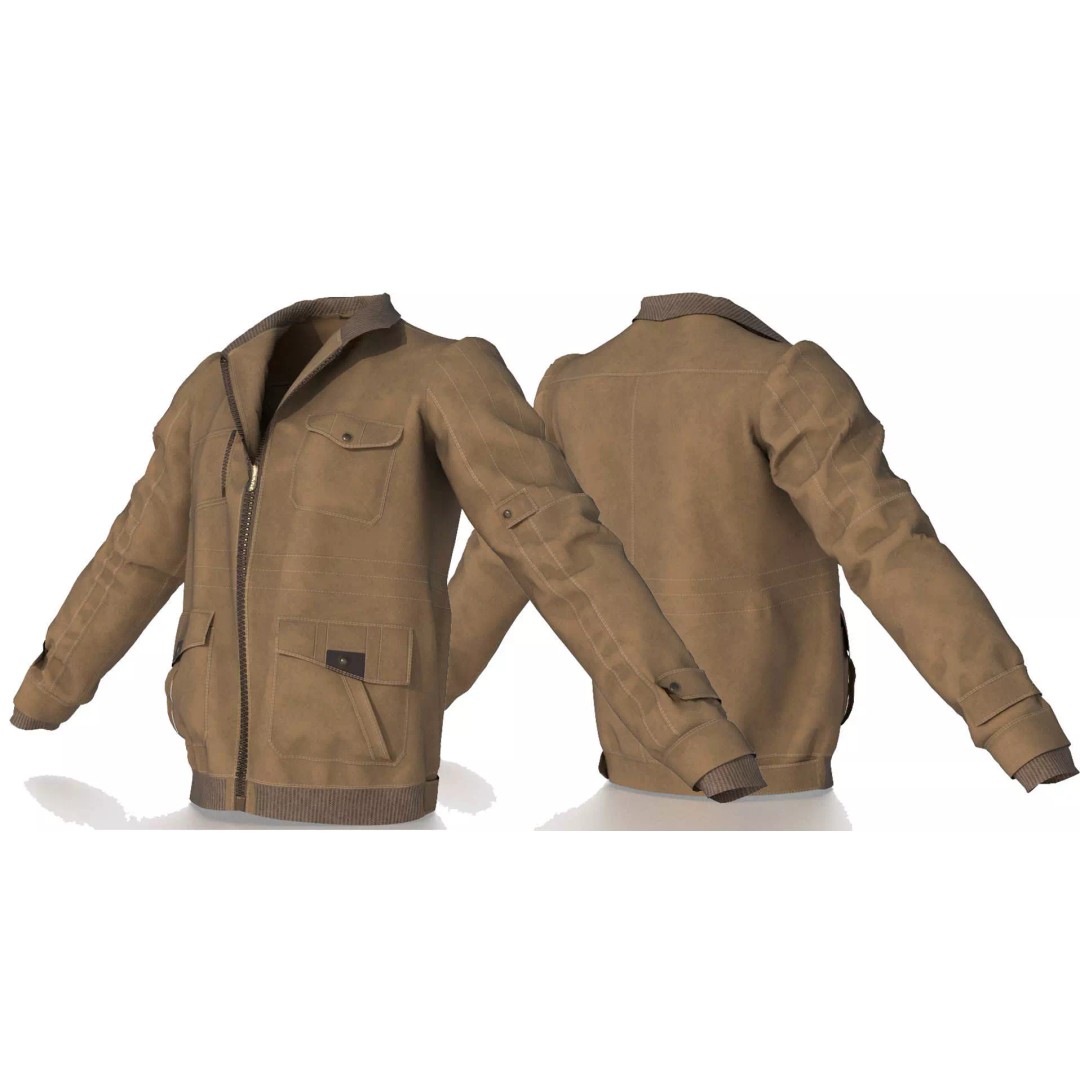 Jaket Bomber 3D Model – High Poly Fashion Jacket with PBR Textures - View 2