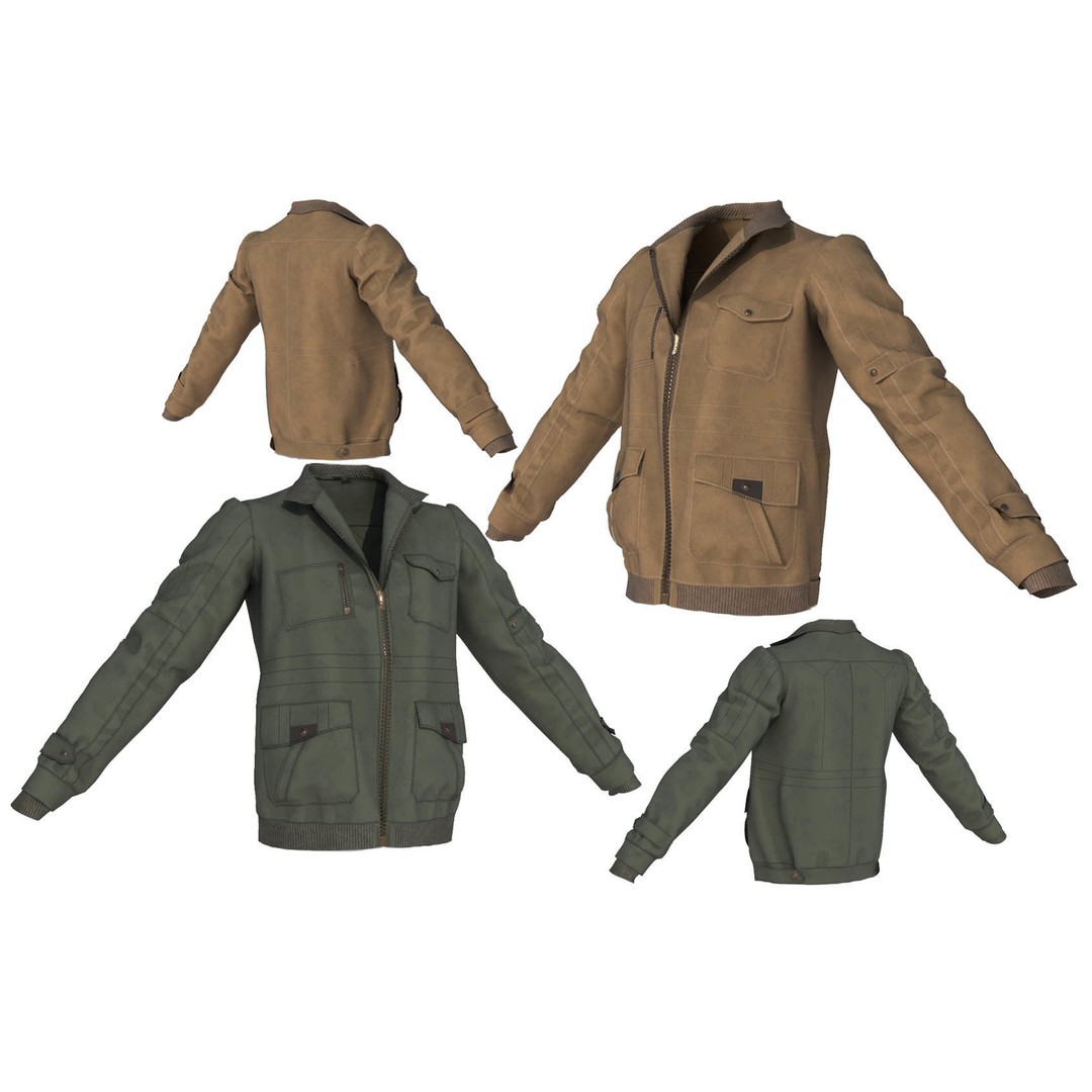 Jaket Bomber 3D Model – High Poly Fashion Jacket with PBR Textures - View 3