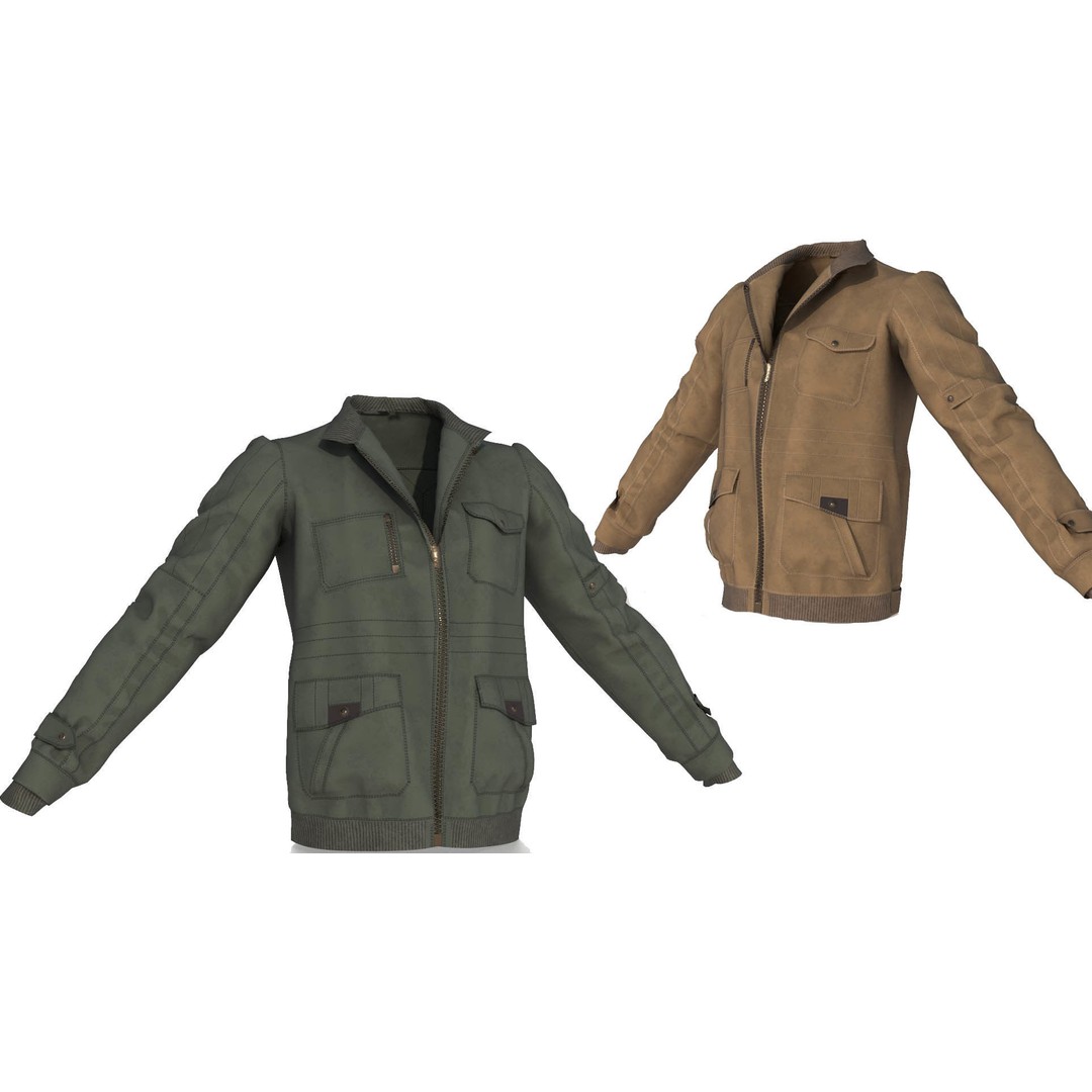 Jaket Bomber 3D Model – High Poly Fashion Jacket with PBR Textures - View 4