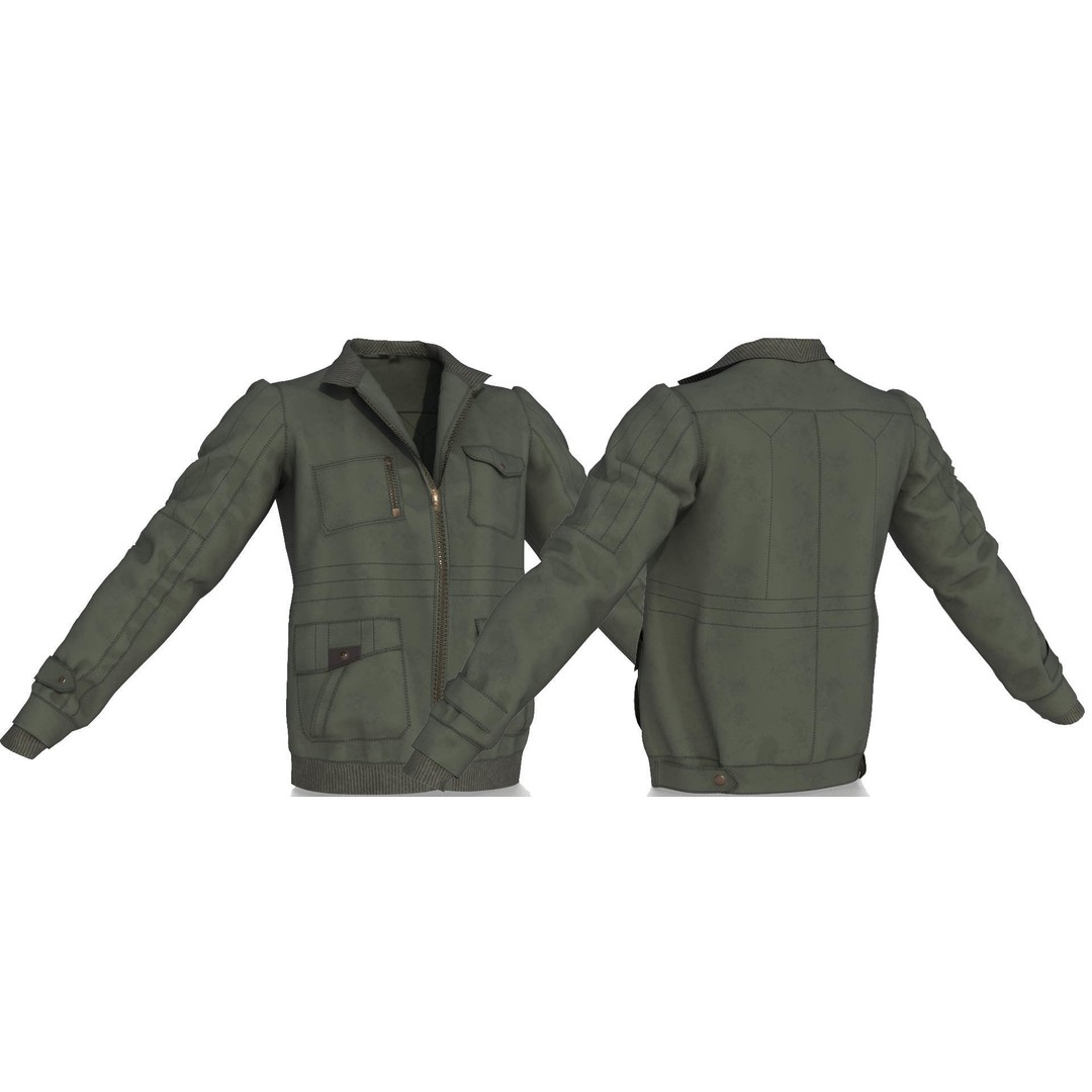 Jaket Bomber 3D Model – High Poly Fashion Jacket with PBR Textures - View 5