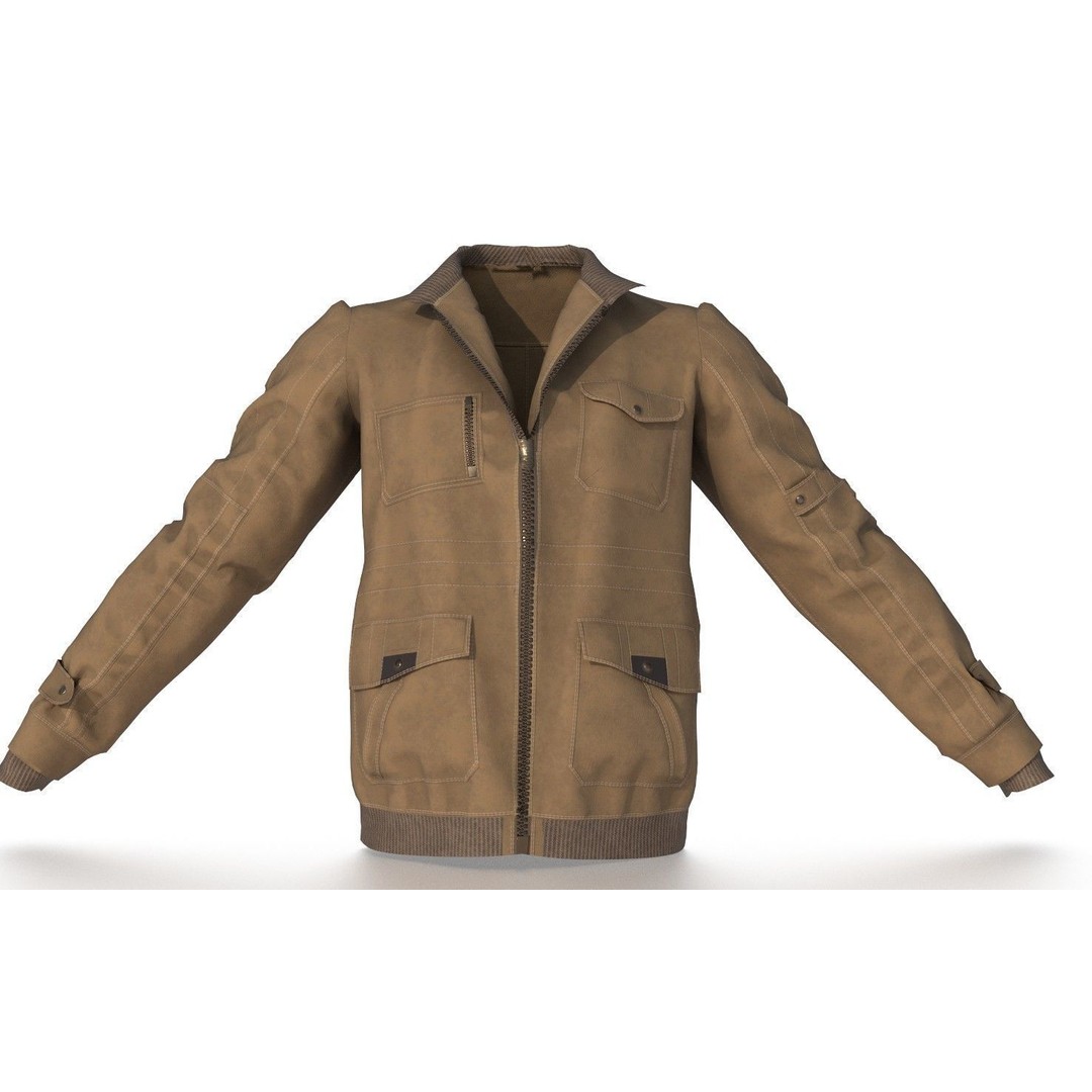 Jaket Bomber 3D Model – High Poly Fashion Jacket with PBR Textures - View 6