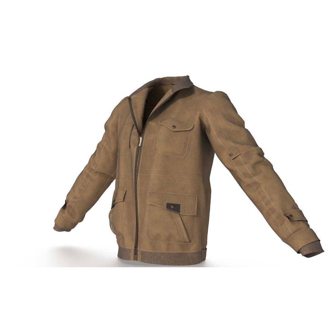 Jaket Bomber 3D Model – High Poly Fashion Jacket with PBR Textures - View 8