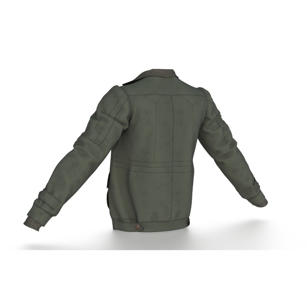 Jaket Bomber 3D Model – High Poly Fashion Jacket with PBR Textures - View 9