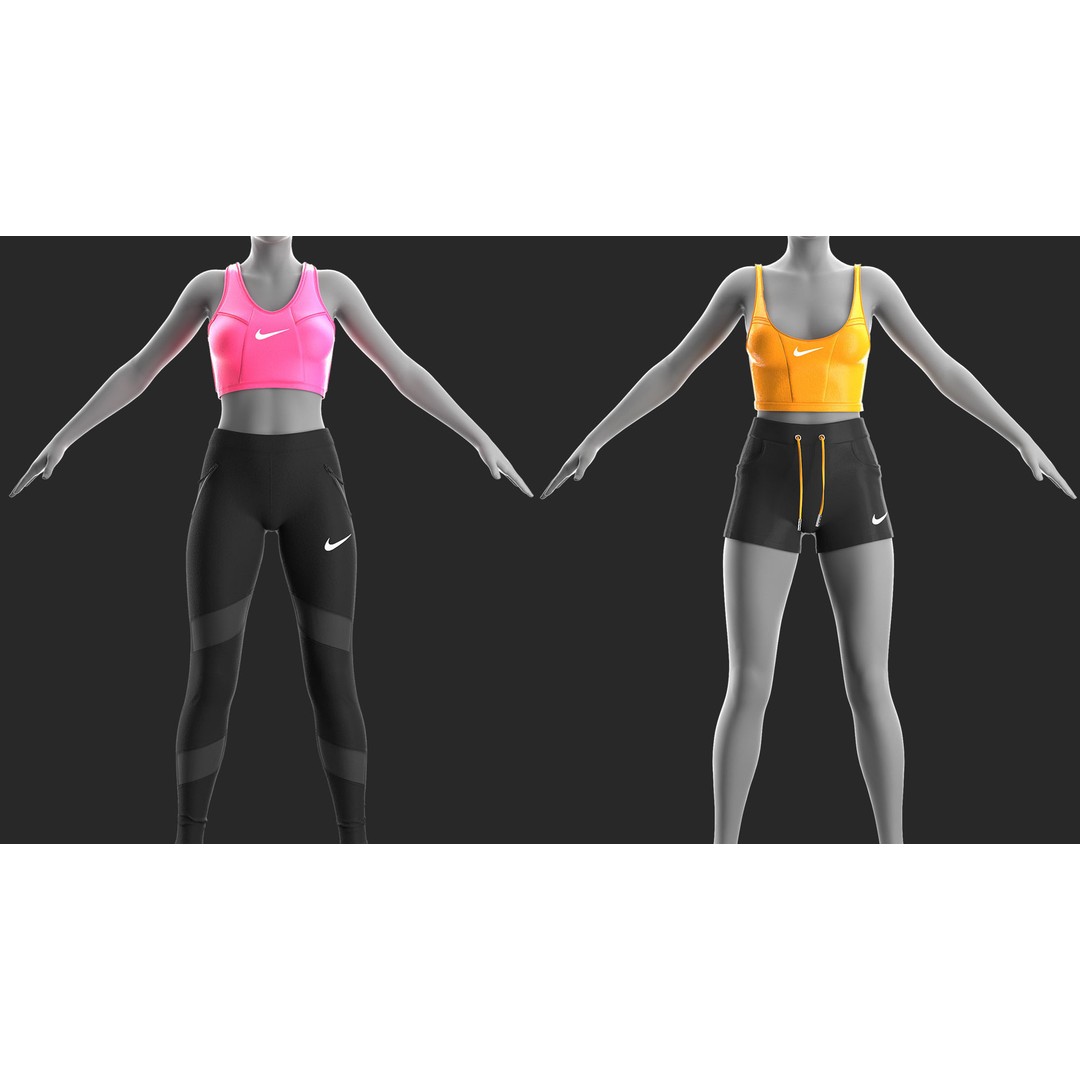 2 Girls Sportwear 3D Model – Marvelous Designer Project, PBR Textures - View 5
