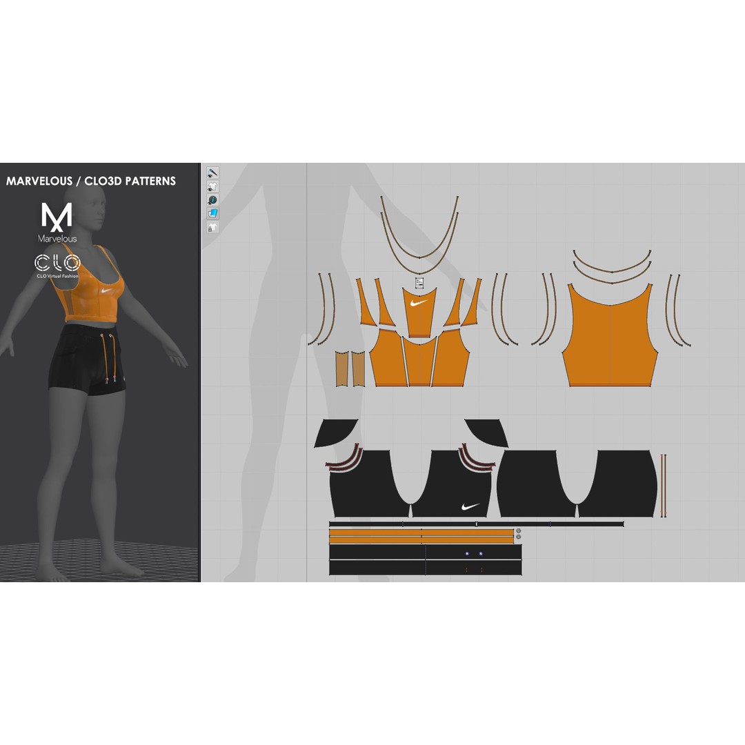 2 Girls Sportwear 3D Model – Marvelous Designer Project, PBR Textures - View 6