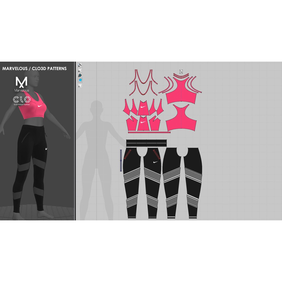 2 Girls Sportwear 3D Model – Marvelous Designer Project, PBR Textures - View 7