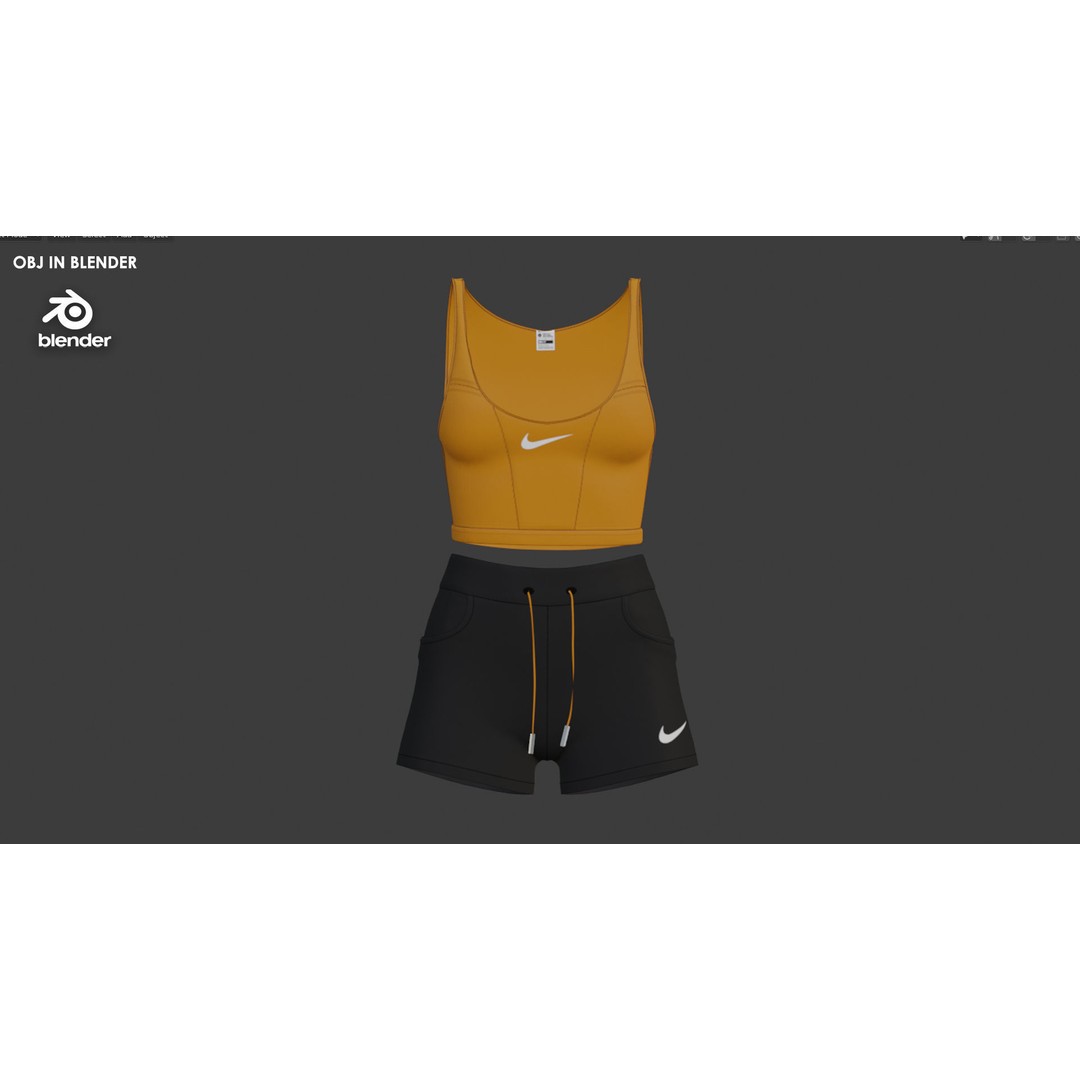2 Girls Sportwear 3D Model – Marvelous Designer Project, PBR Textures - View 8