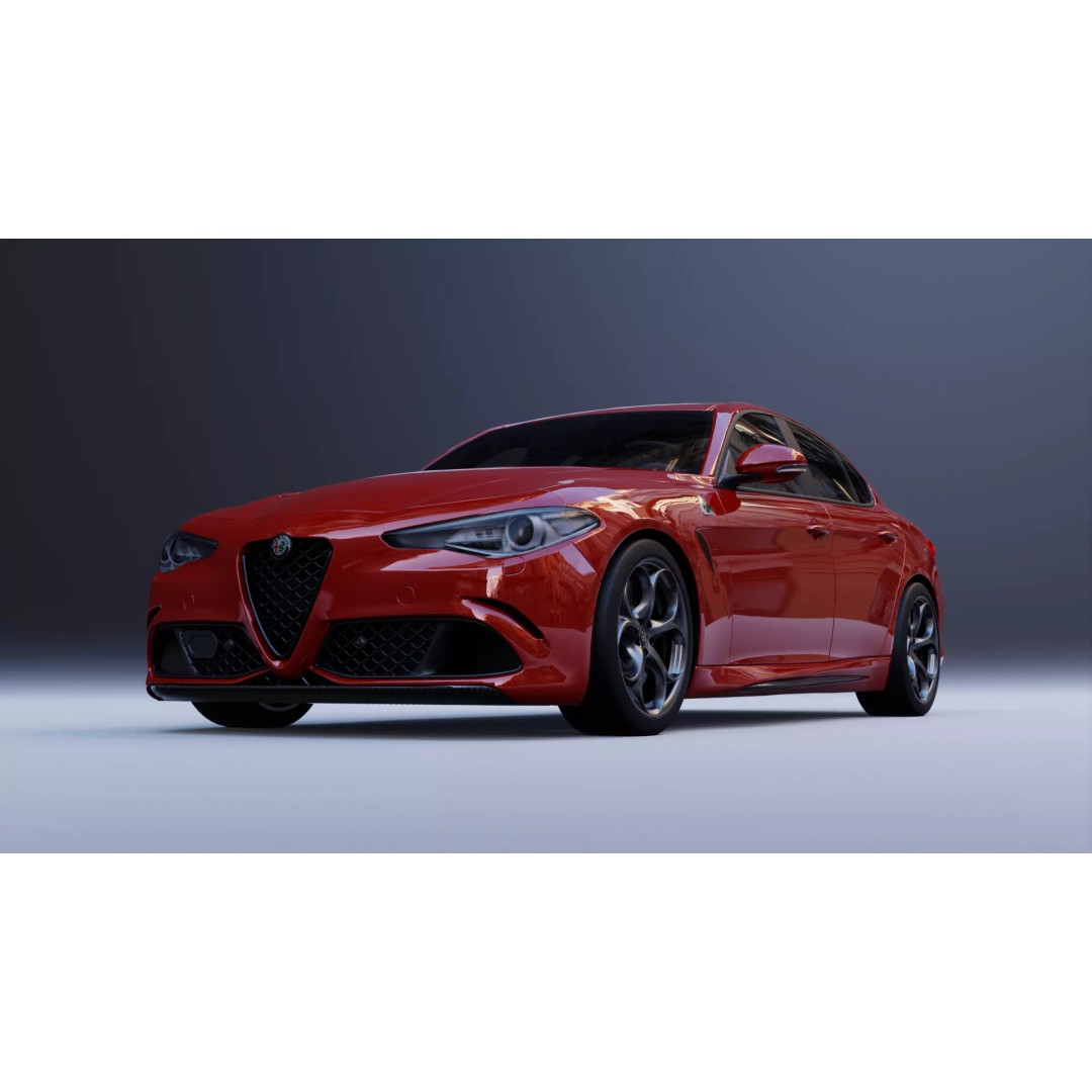 Alfa Romeo Giulia Quadrifoglio 3D Model – High Poly PBR Game Asset, FBX/OBJ/GLB - View 2