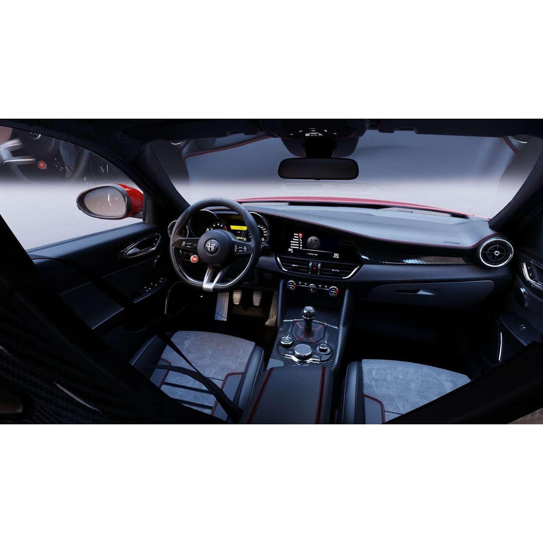 Alfa Romeo Giulia Quadrifoglio 3D Model – High Poly PBR Game Asset, FBX/OBJ/GLB - View 3