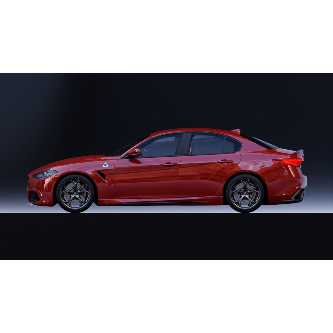 Alfa Romeo Giulia Quadrifoglio 3D Model – High Poly PBR Game Asset, FBX/OBJ/GLB - View 4
