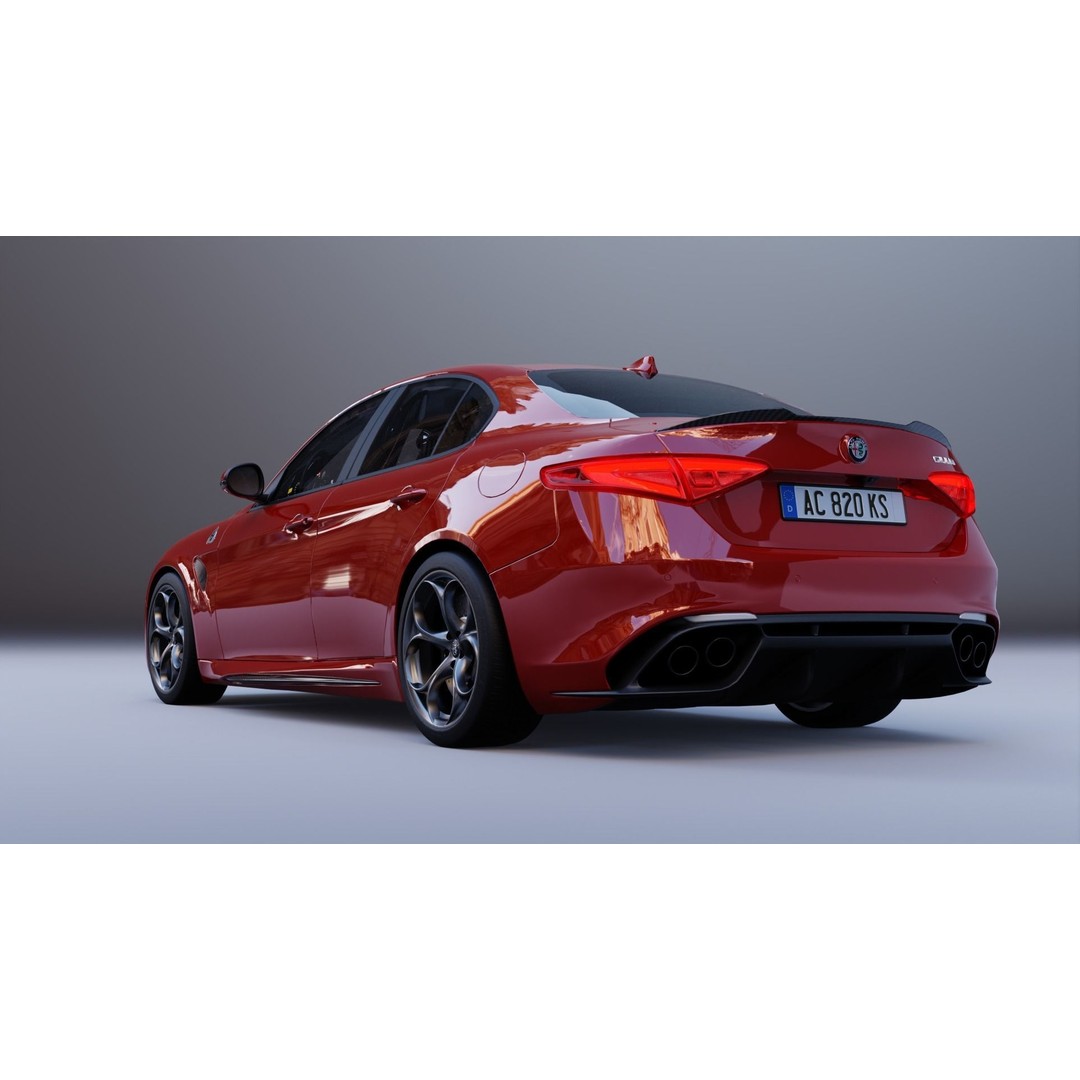 Alfa Romeo Giulia Quadrifoglio 3D Model – High Poly PBR Game Asset, FBX/OBJ/GLB - View 5