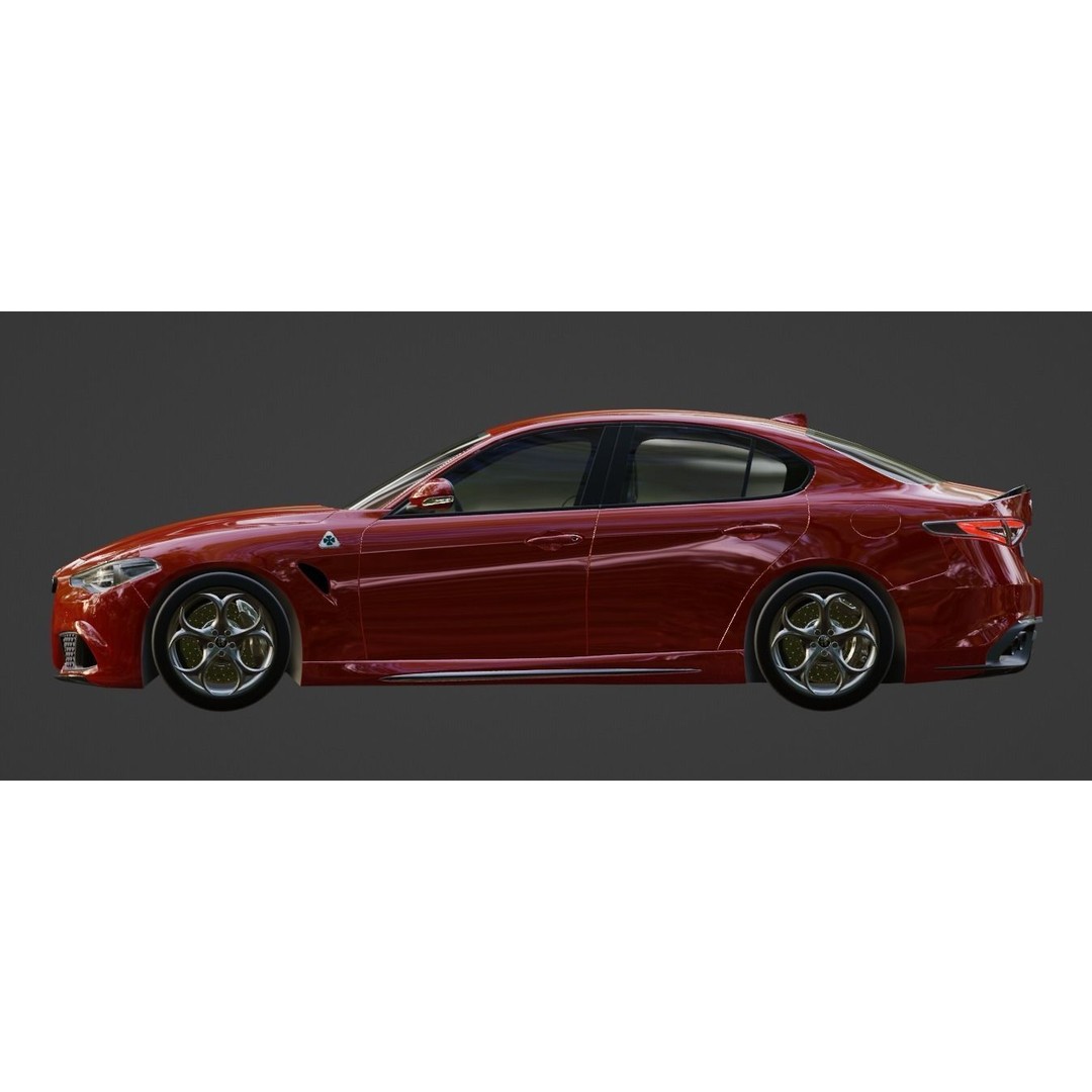 Alfa Romeo Giulia Quadrifoglio 3D Model – High Poly PBR Game Asset, FBX/OBJ/GLB - View 9