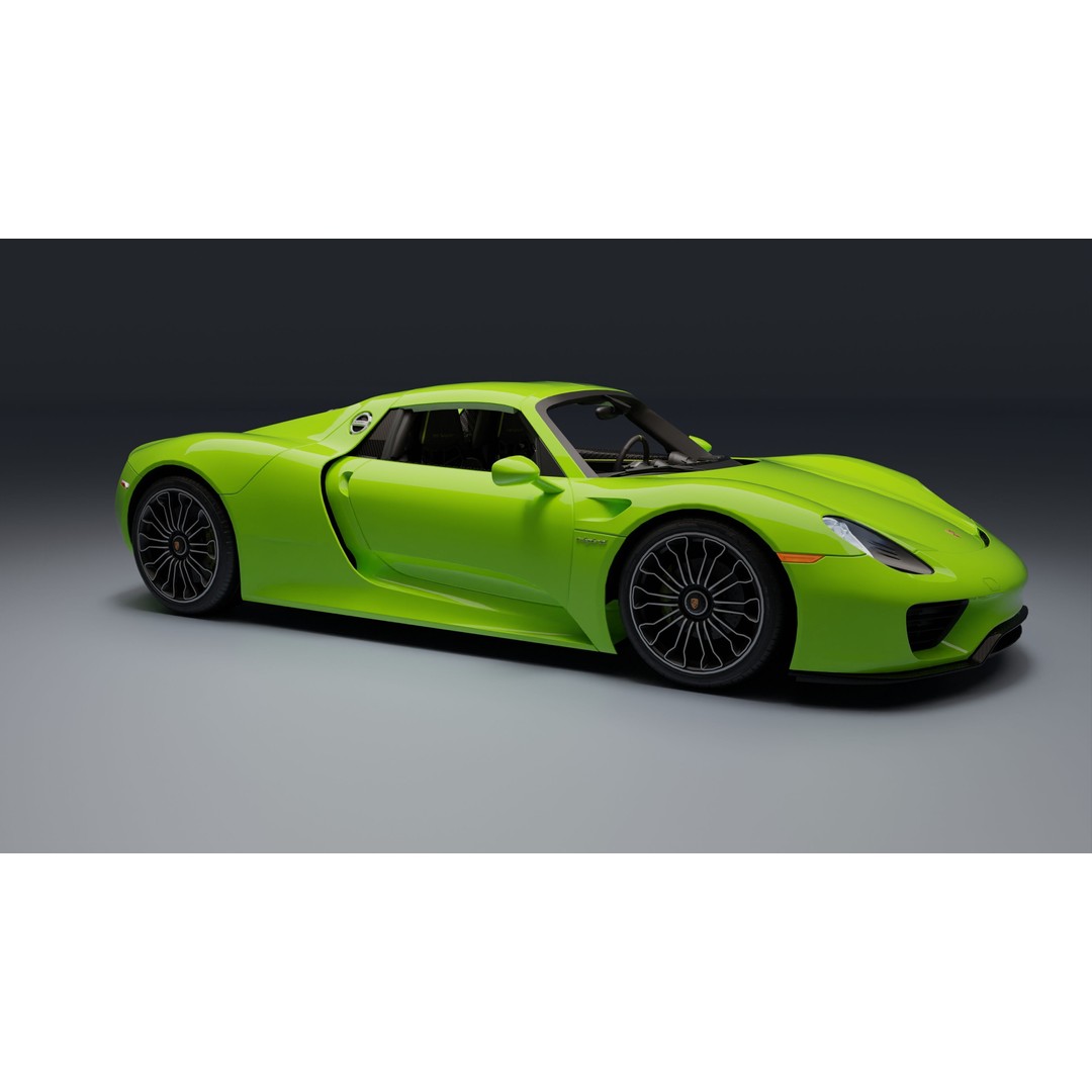 Porsche 918 Spyder 3D Model – Low Poly Game-Ready Asset, FBX, Blender - View 4