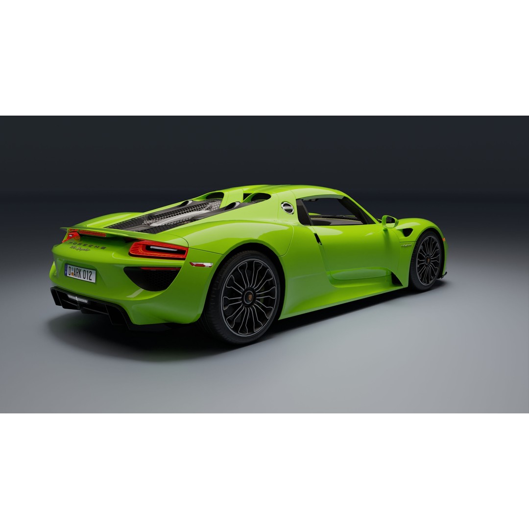 Porsche 918 Spyder 3D Model – Low Poly Game-Ready Asset, FBX, Blender - View 5