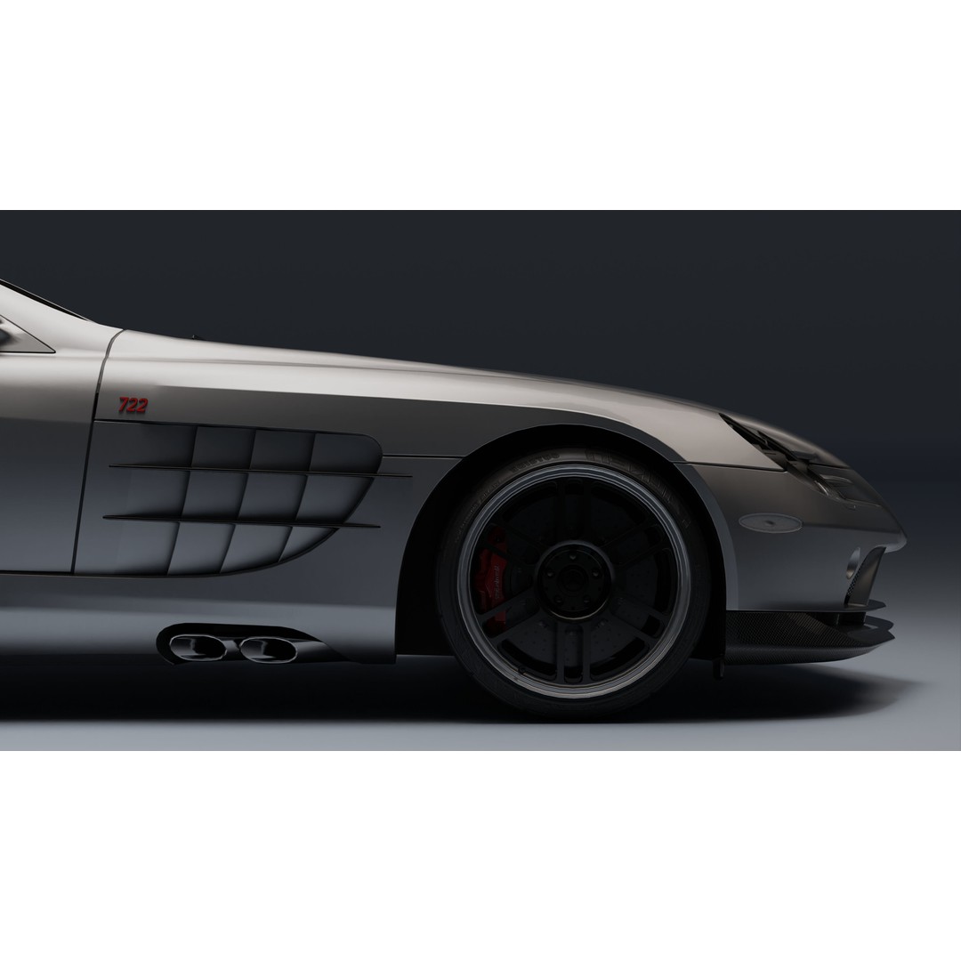 Mercedes-Benz SLR McLaren 722 3D Model – Low Poly Game-Ready Asset, Blender, FBX, OBJ - View 23
