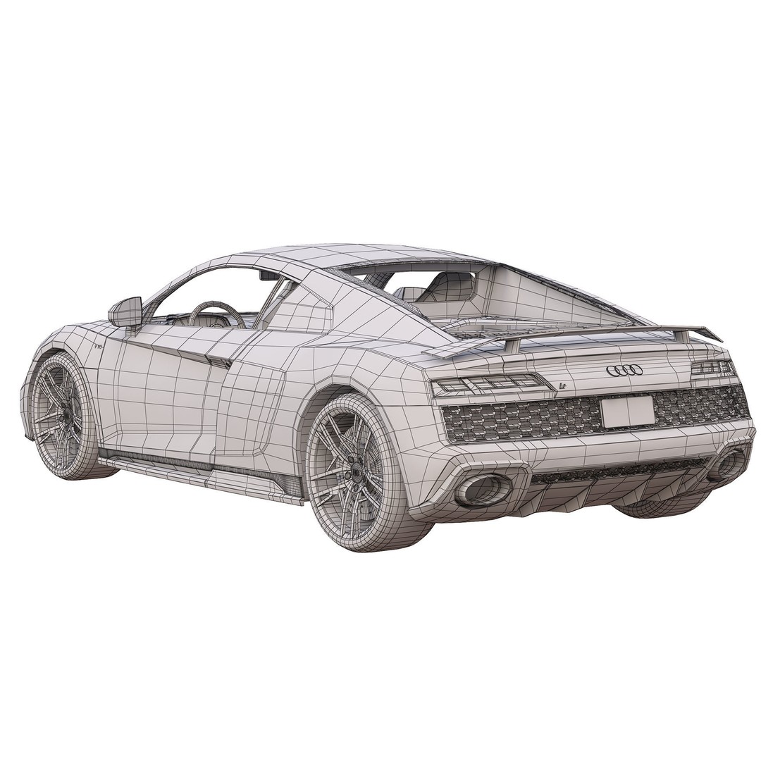 Audi R8 2019 3D Model – High Poly Game Asset, FBX & OBJ Formats