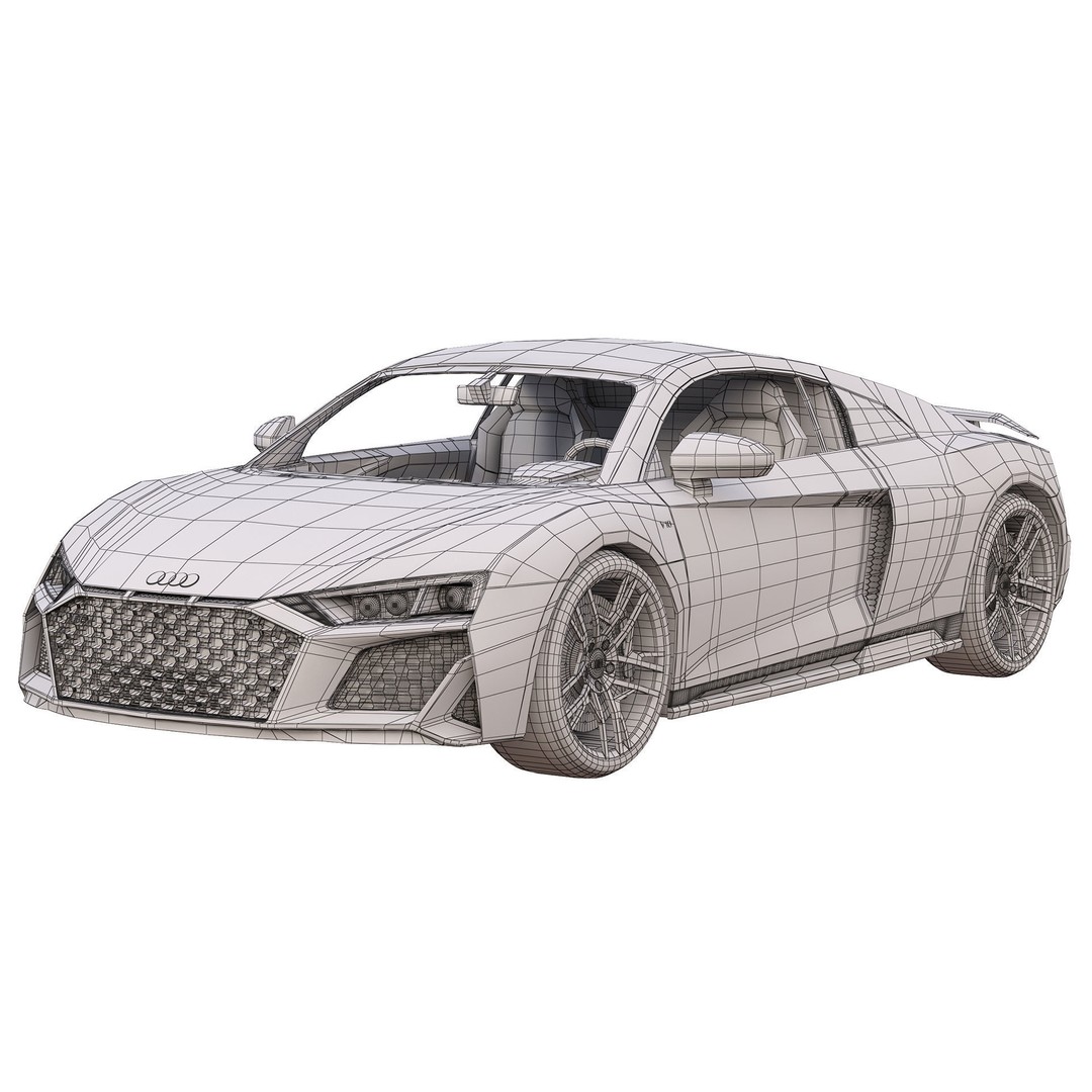 Audi R8 2019 3D Model – High Poly Game Asset, FBX & OBJ Formats - View 11