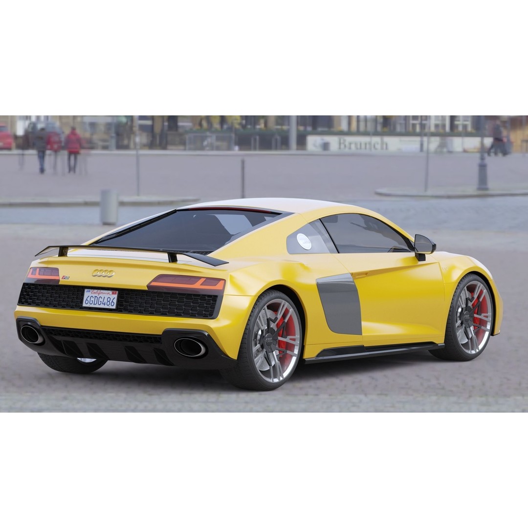 Audi R8 2019 3D Model – High Poly Game Asset, FBX & OBJ Formats - View 4