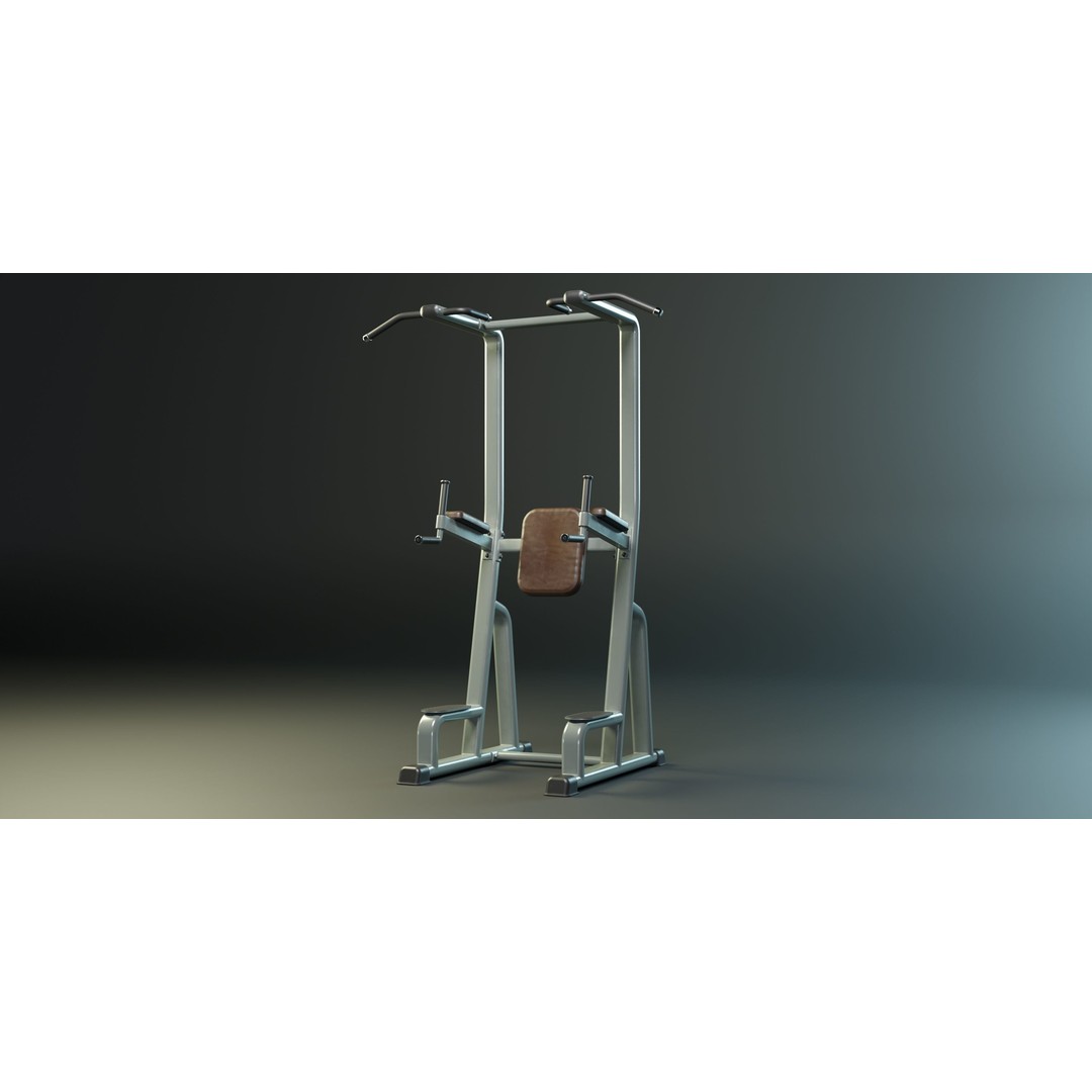 Power Tower Dip Station 3D Model – Low Poly PBR Game Asset, FBX, OBJ - View 3