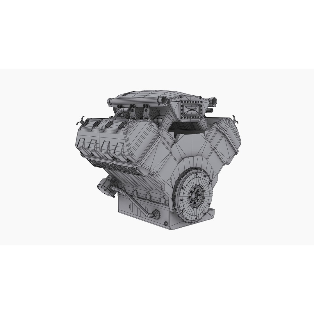 Noonan HEMI 4-8 Billet Engine 3D Model – Low Poly Game Ready, FBX