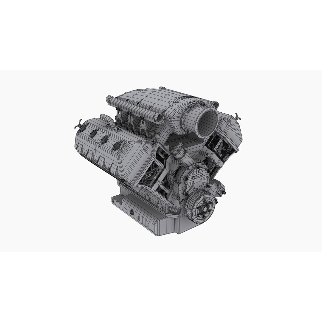 Noonan HEMI 4-8 Billet Engine 3D Model – Low Poly Game Ready, FBX - View 14