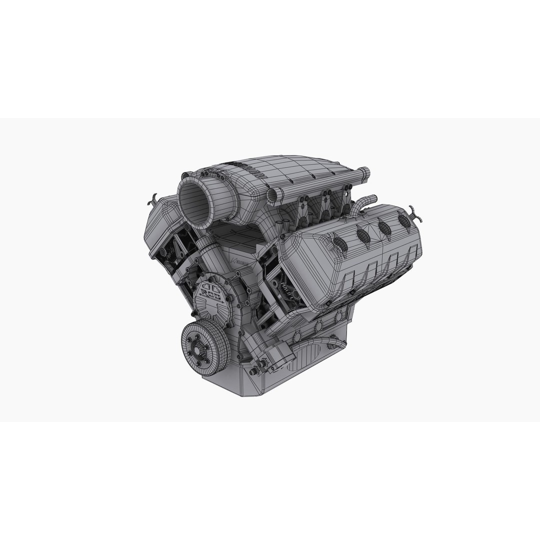 Noonan HEMI 4-8 Billet Engine 3D Model – Low Poly Game Ready, FBX - View 16