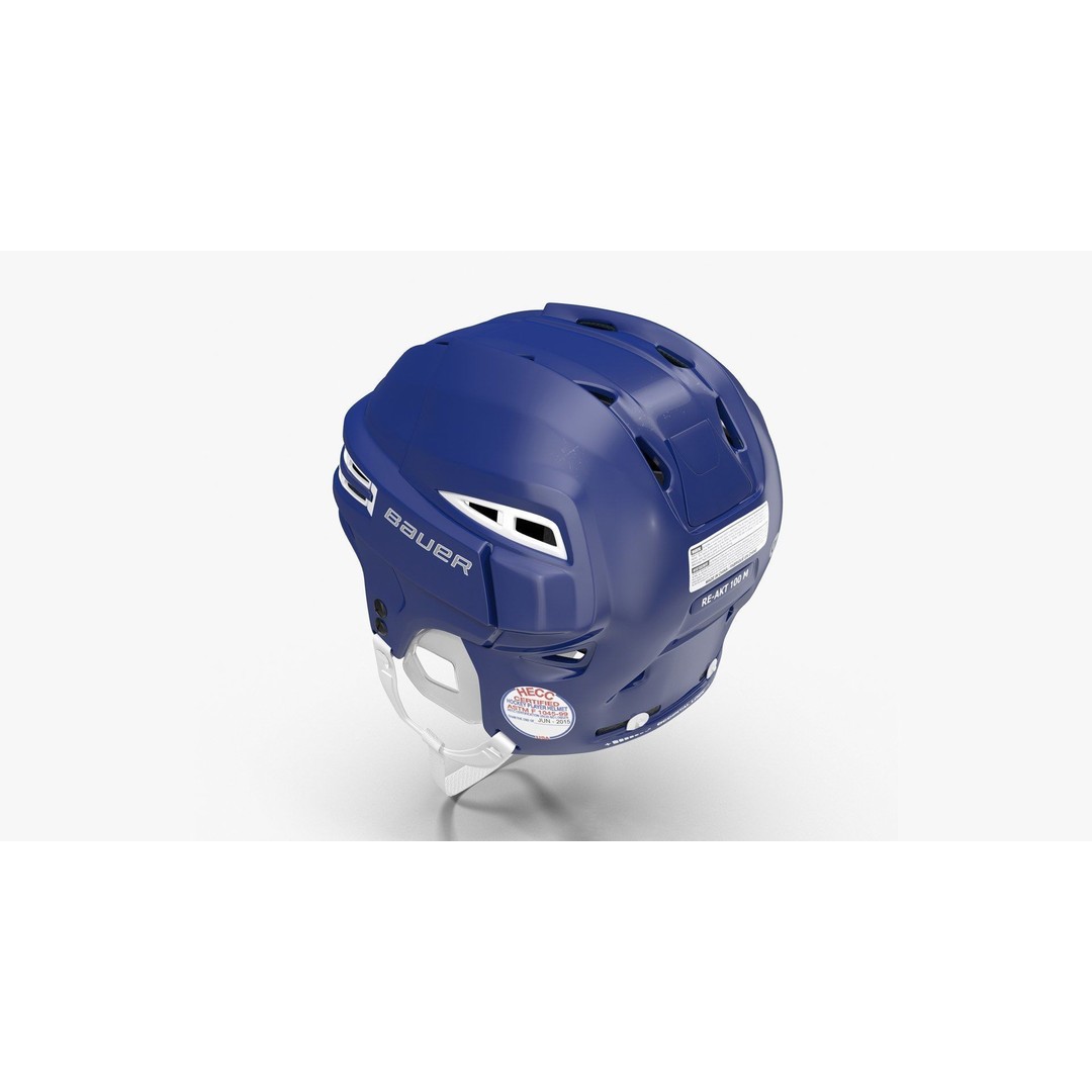 Bauer Re-Akt 100 Blue Hockey Helmet 3D Model – Low Poly PBR Asset, FBX - View 5