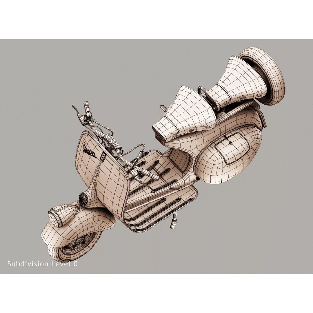1946 Vespa Faro Basso 3D Model – High Poly Game Asset, FBX, OBJ - View 19