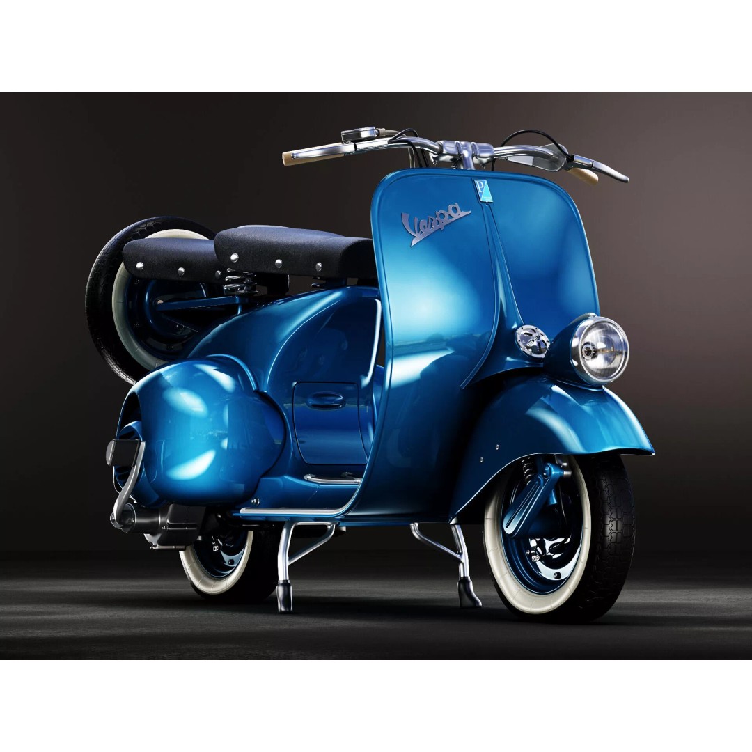 1946 Vespa Faro Basso 3D Model – High Poly Game Asset, FBX, OBJ - View 2