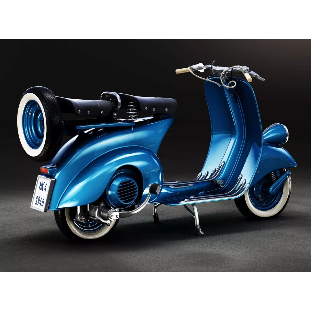 1946 Vespa Faro Basso 3D Model – High Poly Game Asset, FBX, OBJ - View 3