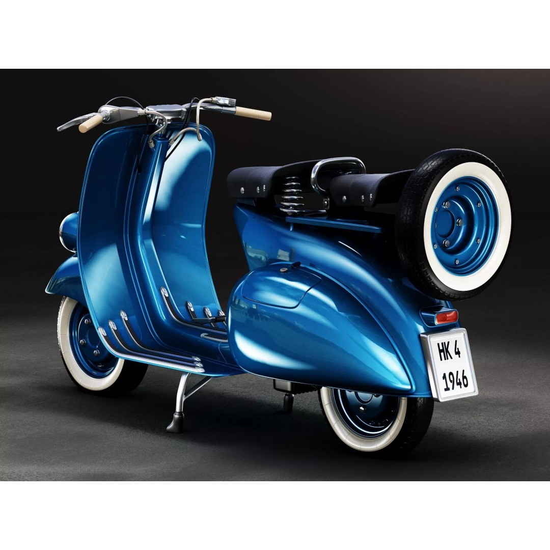 1946 Vespa Faro Basso 3D Model – High Poly Game Asset, FBX, OBJ - View 5