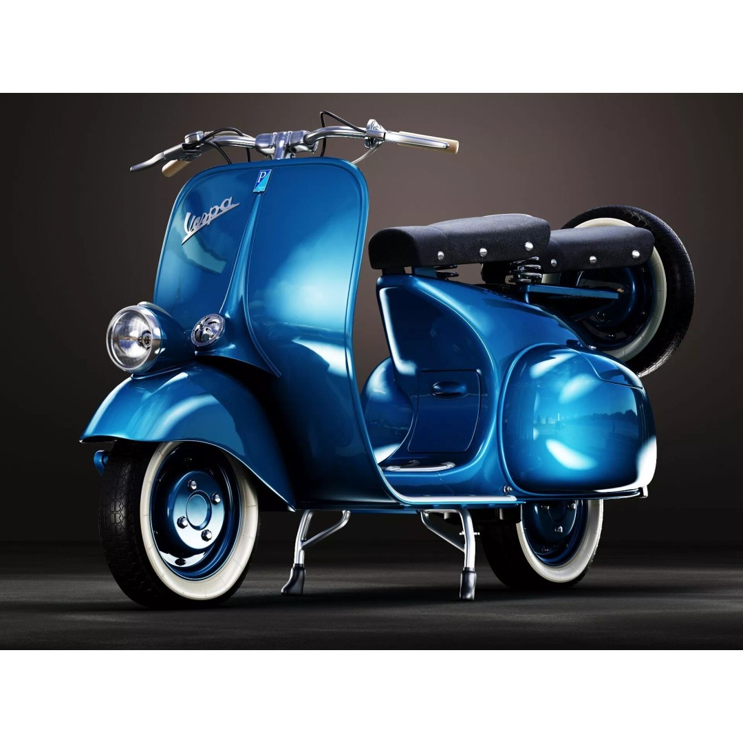 1946 Vespa Faro Basso 3D Model – High Poly Game Asset, FBX, OBJ - View 6