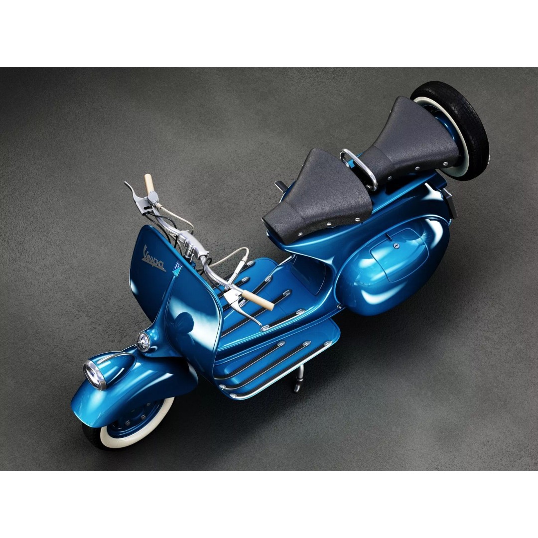 1946 Vespa Faro Basso 3D Model – High Poly Game Asset, FBX, OBJ - View 7