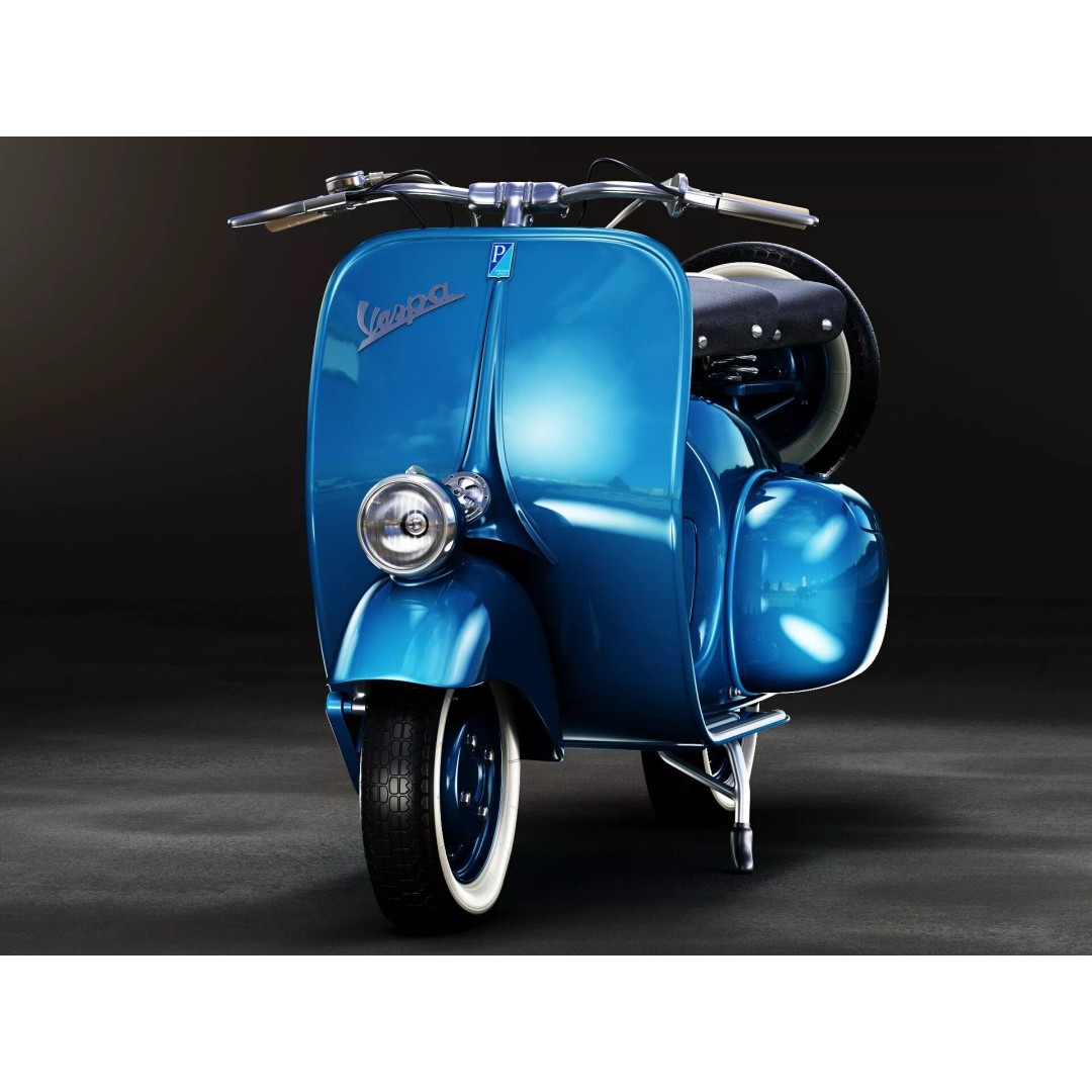 1946 Vespa Faro Basso 3D Model – High Poly Game Asset, FBX, OBJ - View 8