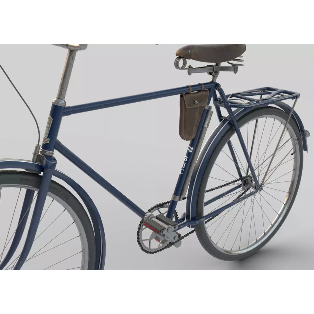 Vintage ZIS Bicycle 3D Model – Low Poly PBR Asset, FBX - View 12