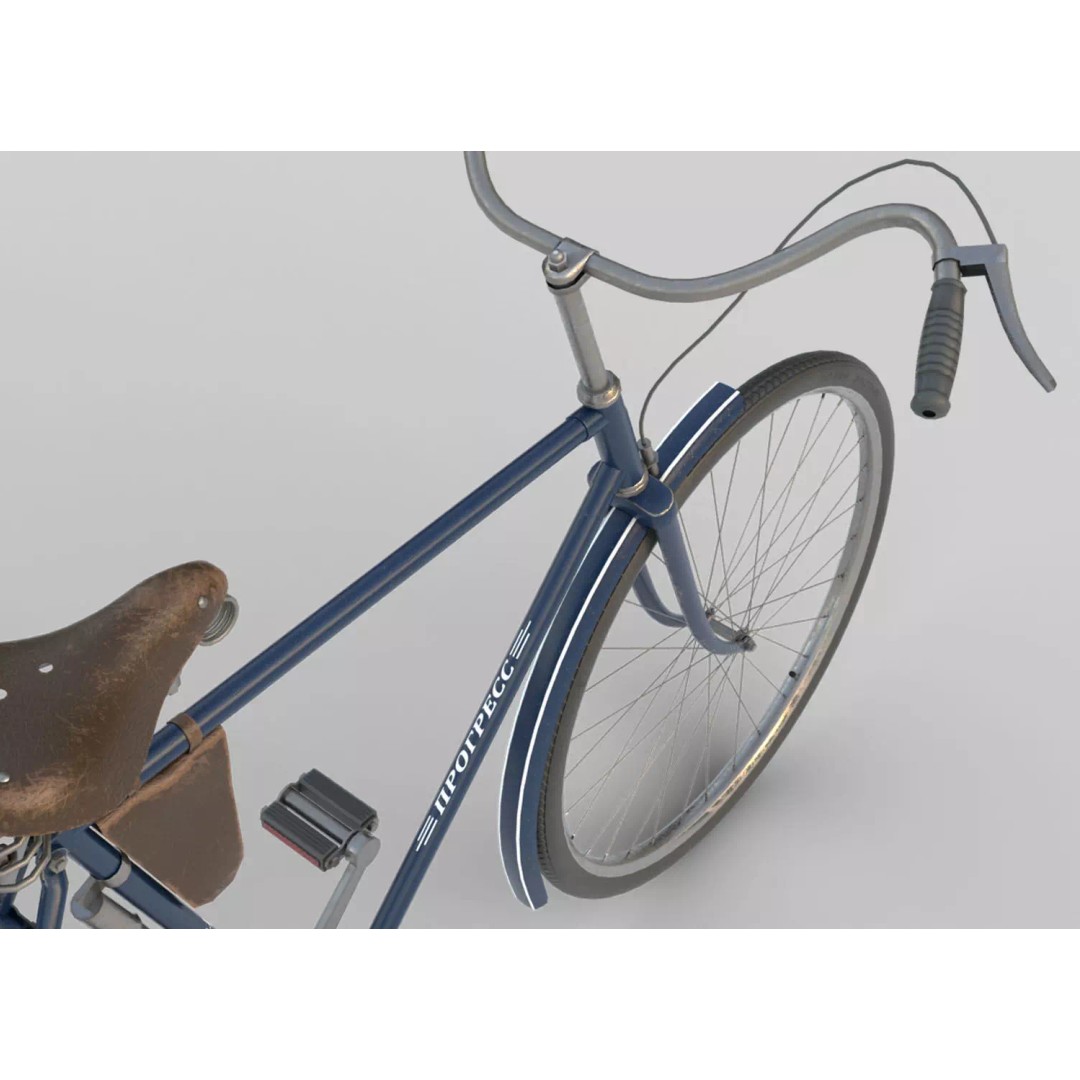 Vintage ZIS Bicycle 3D Model – Low Poly PBR Asset, FBX - View 14