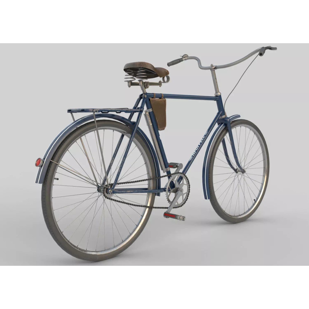 Vintage ZIS Bicycle 3D Model – Low Poly PBR Asset, FBX - View 3