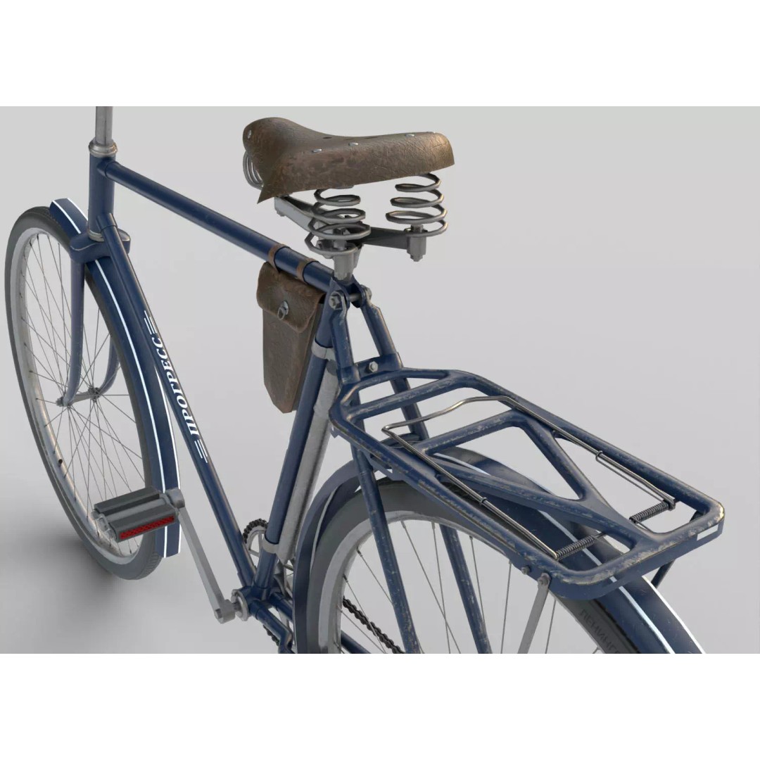Vintage ZIS Bicycle 3D Model – Low Poly PBR Asset, FBX - View 4