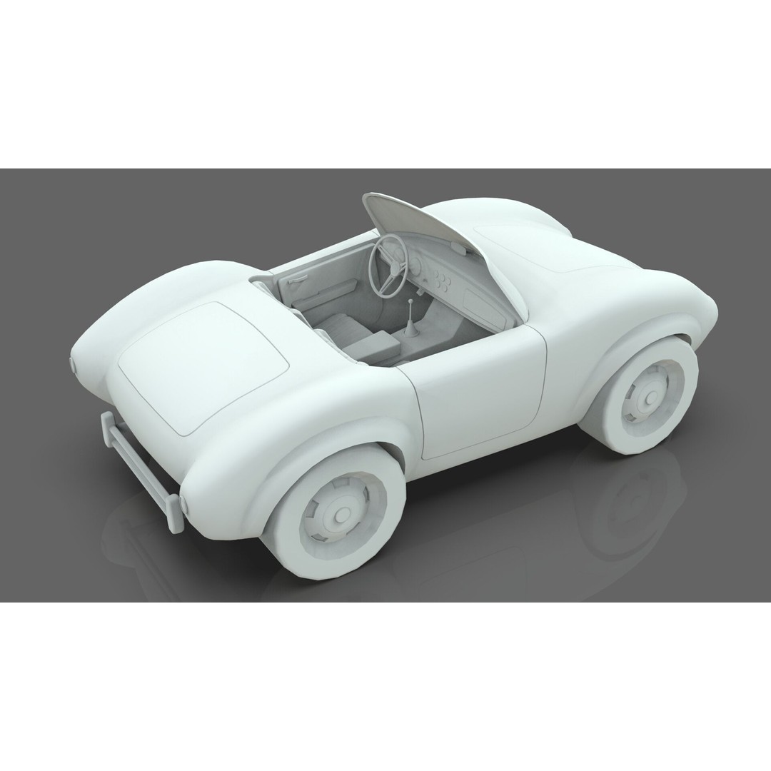 Cartoon Roadster 3D Model – Low Poly Game Asset, Blender & FBX - View 15