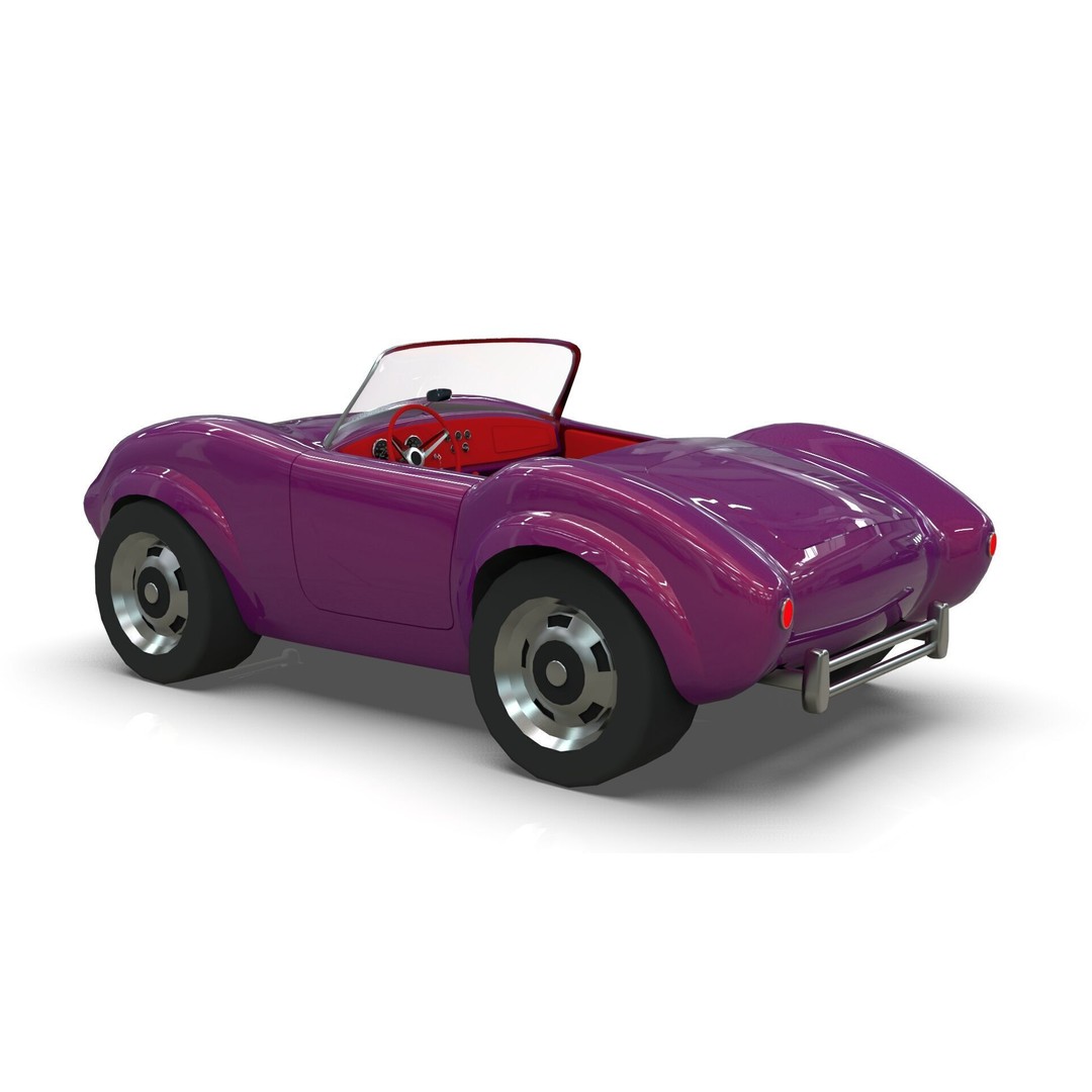 Cartoon Roadster 3D Model – Low Poly Game Asset, Blender & FBX - View 4
